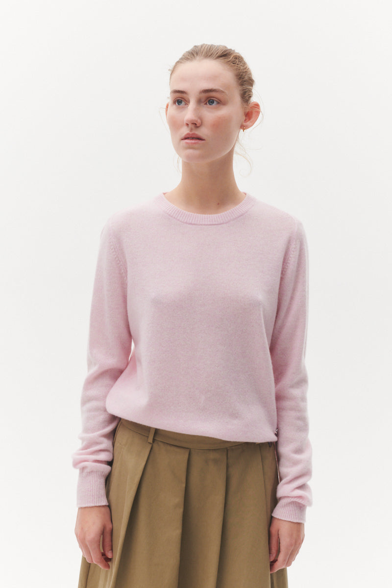 Beta Studios Abbie O-neck Basic Cashmere Tops Parfait Pink