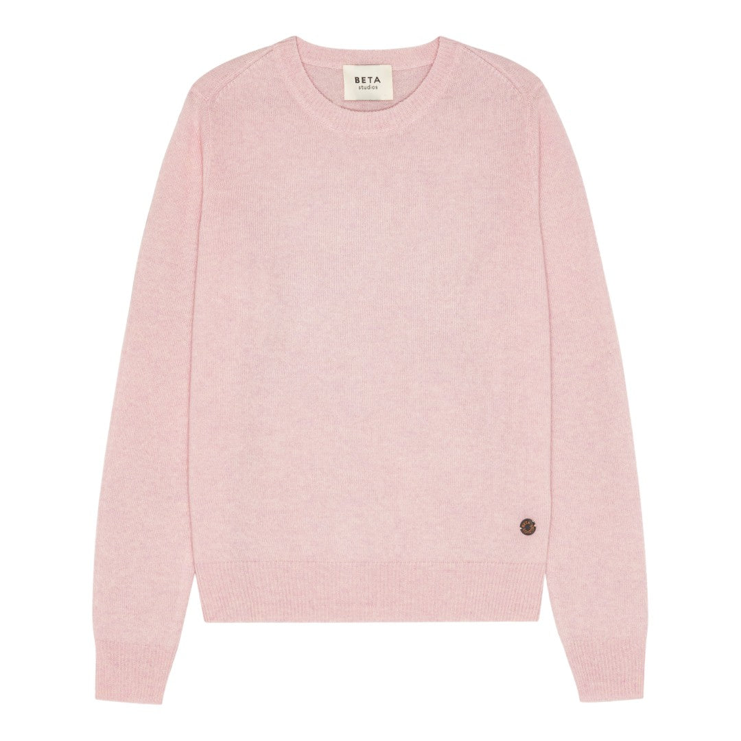 Beta Studios Abbie O-neck Basic Cashmere Tops Parfait Pink