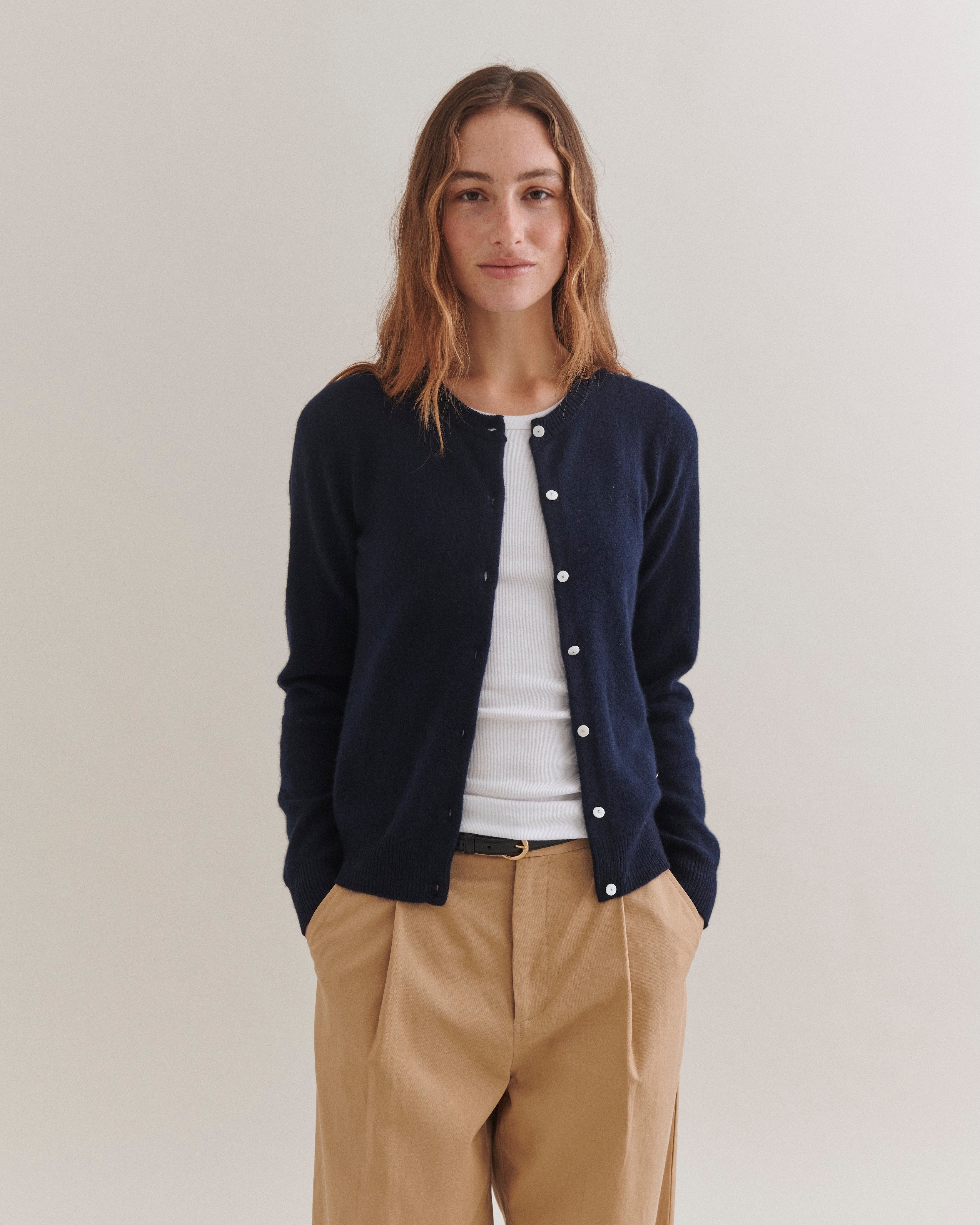 Beta Studios Alice Classic Cardigan Cashmere Tops Navy