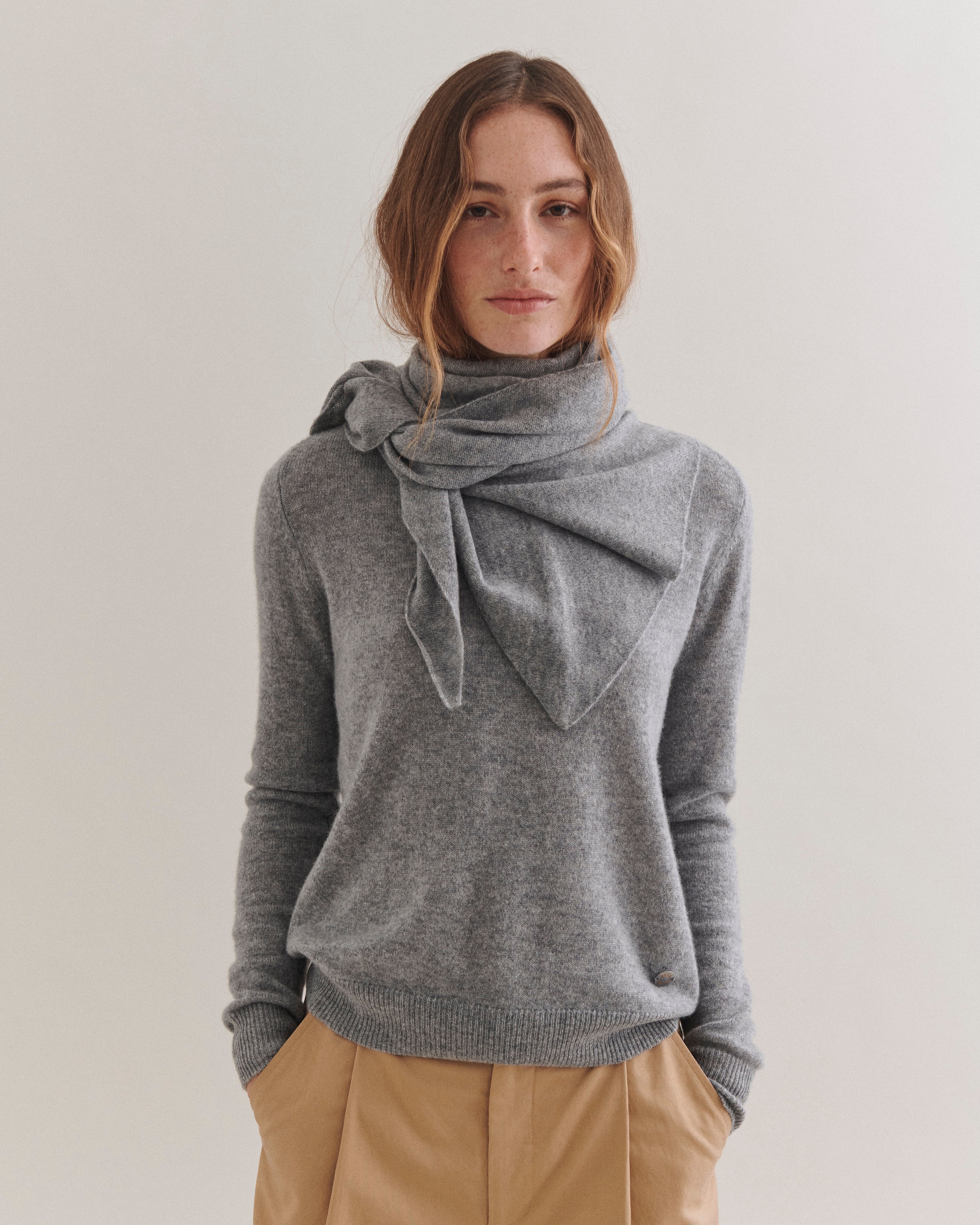 Beta Studios Andrea Triangle Scarf Accessories Cashmere Grey Melange