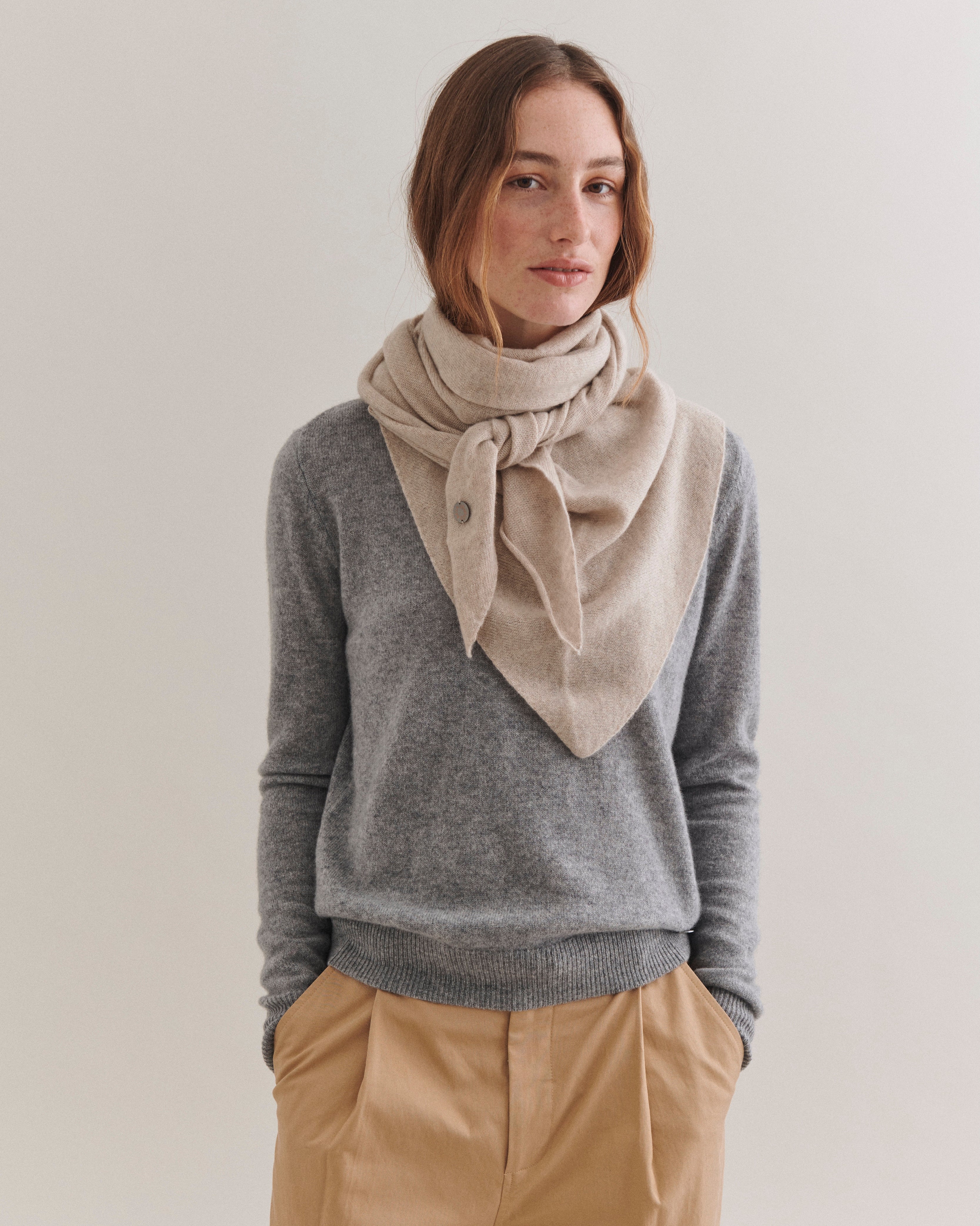 Beta Studios Andrea Triangle Scarf Accessories Cashmere Sand Melange