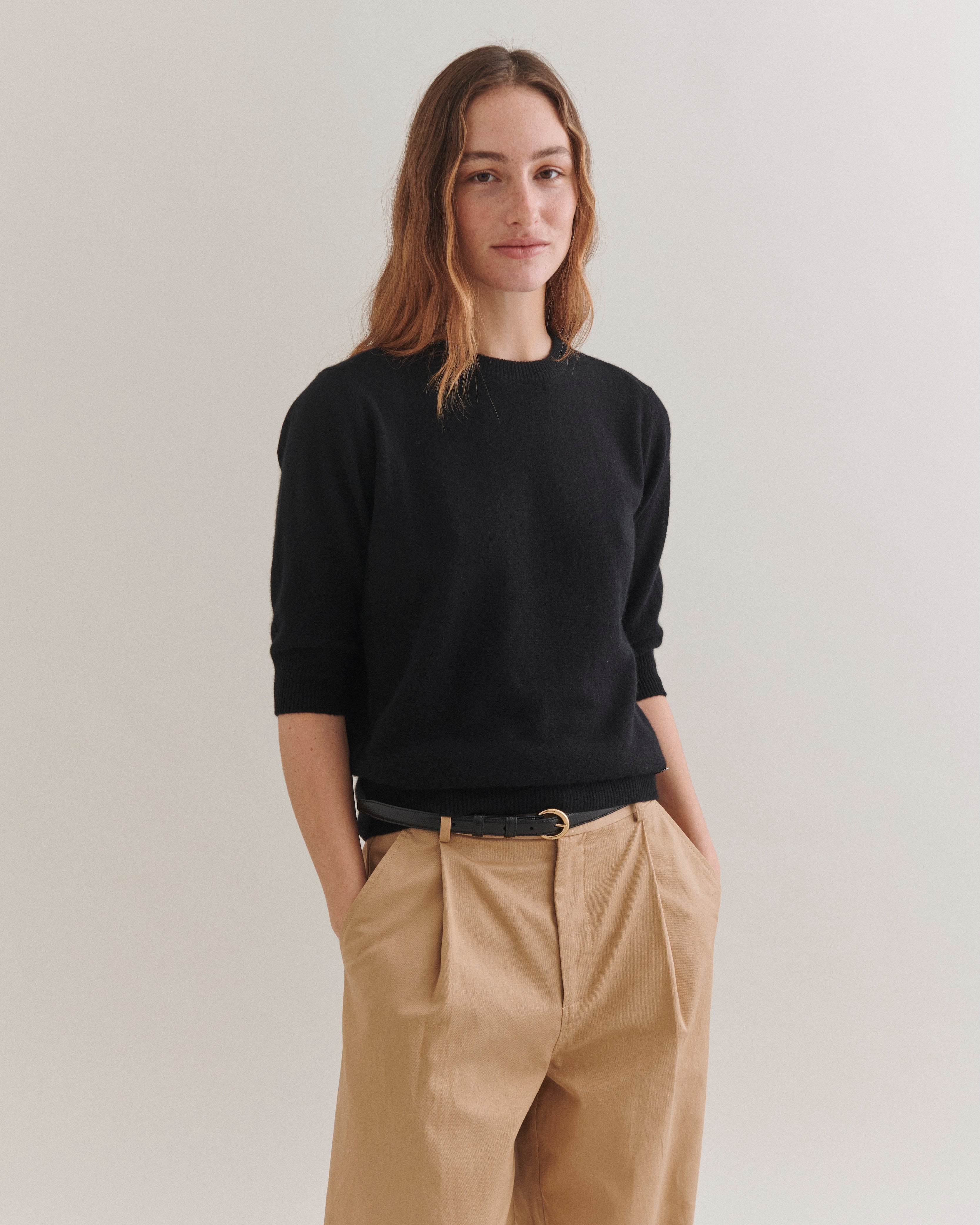 Beta Studios Anna Lady Sleeve Cashmere Tops Black