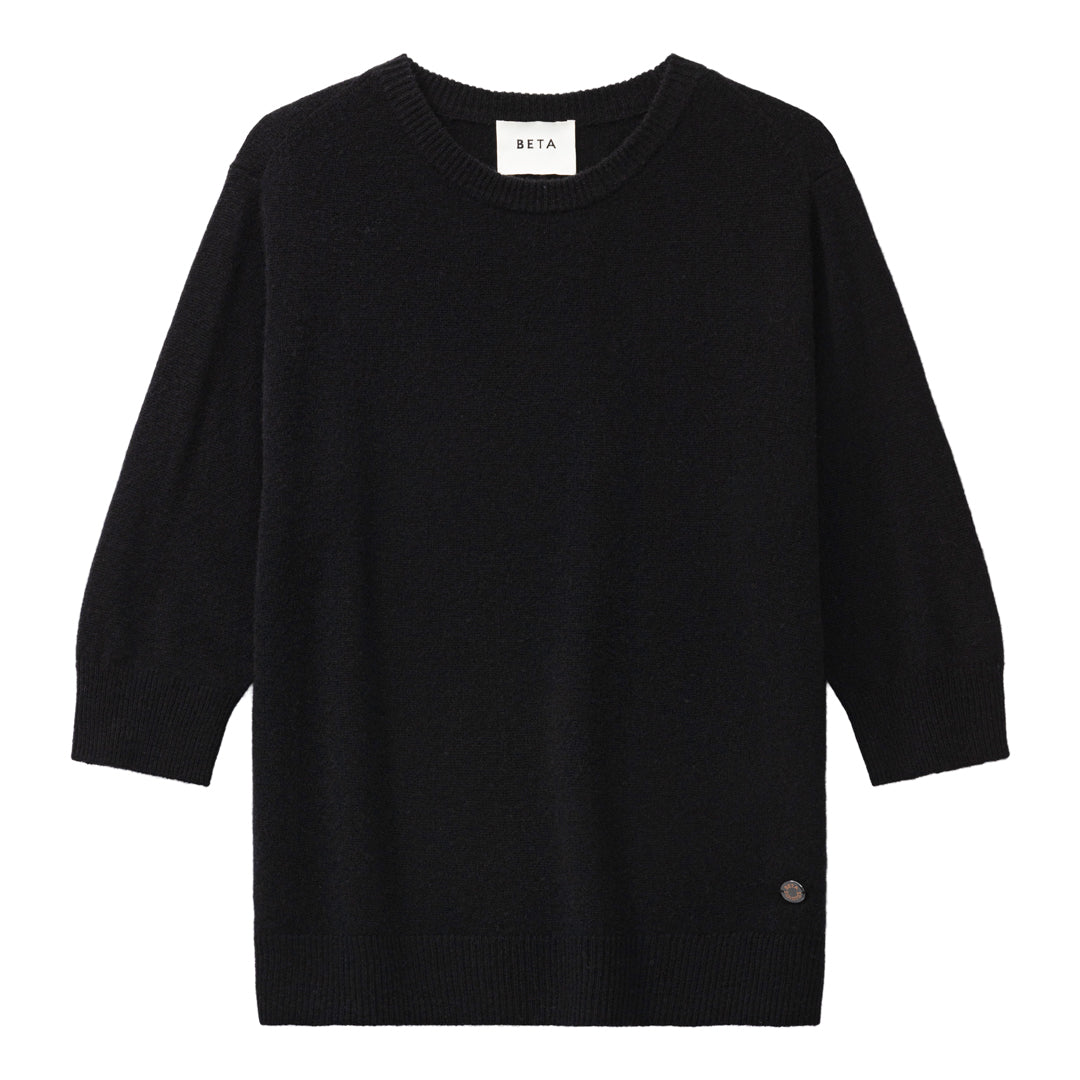 Beta Studios Anna Lady Sleeve Cashmere Tops Black