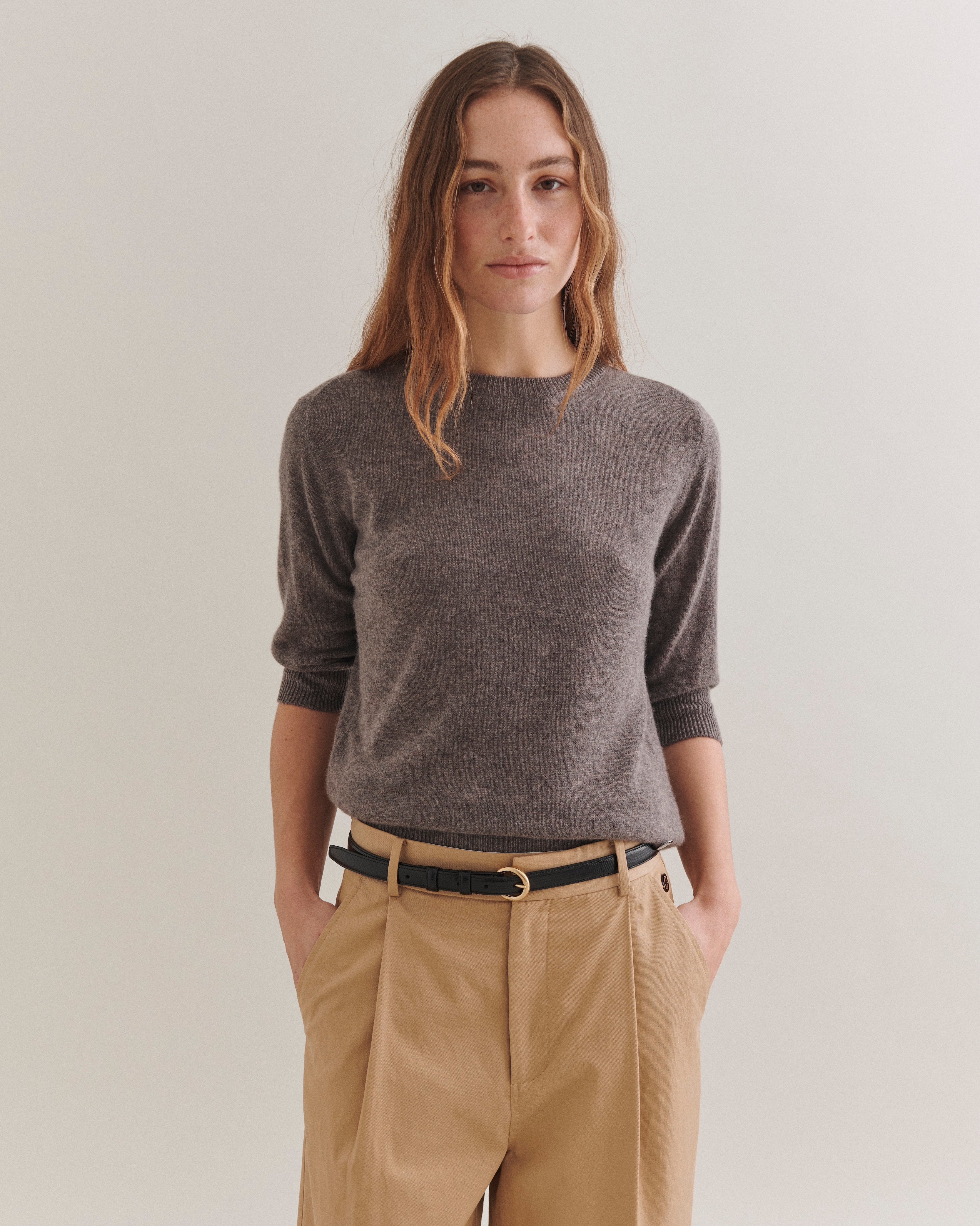 Beta Studios Anna Lady Sleeve Cashmere Tops Mole