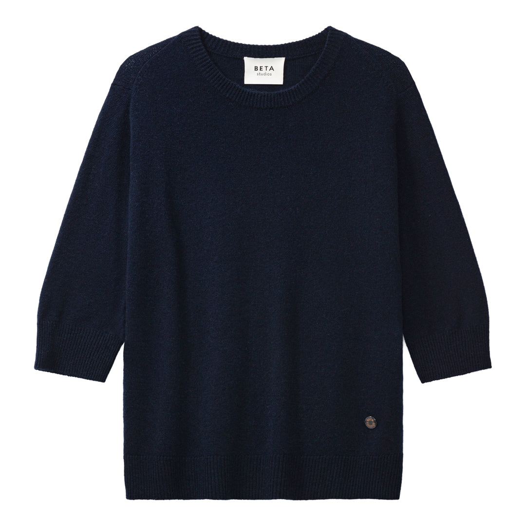 Beta Studios Anna Lady Sleeve Cashmere Tops Navy