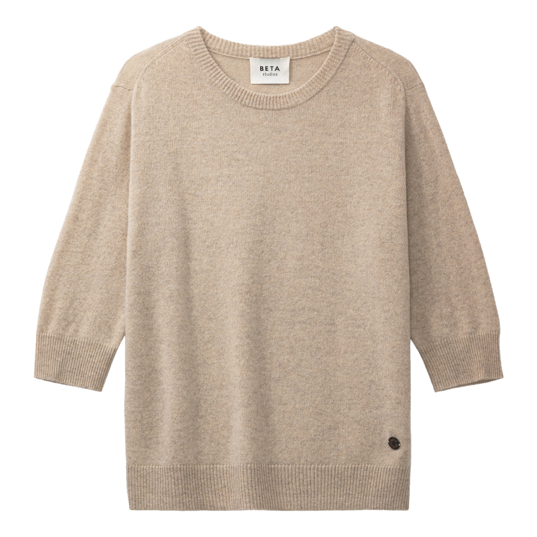Beta Studios Anna Lady Sleeve Cashmere Tops Sand Melange