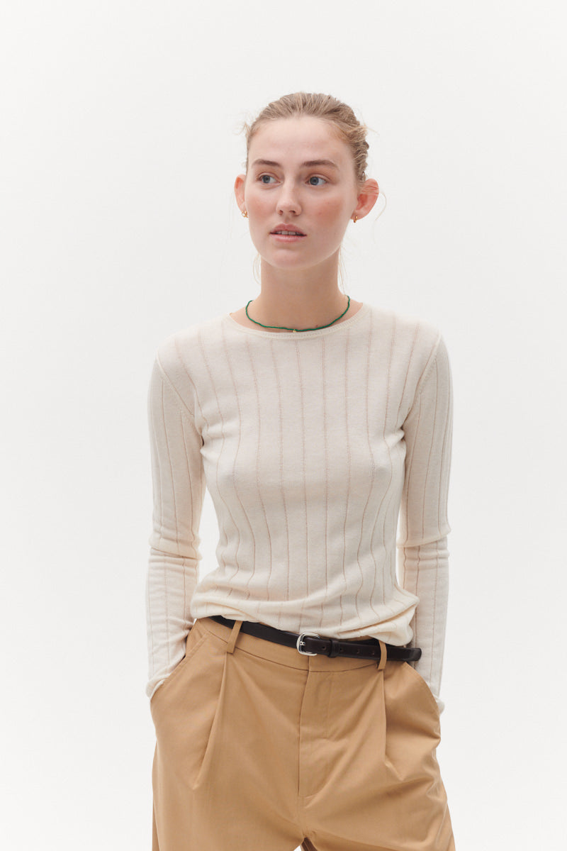 Beta Studios Cala Long Sleeve Tee Cashmere/Silk Silk/CashmereTops Milk
