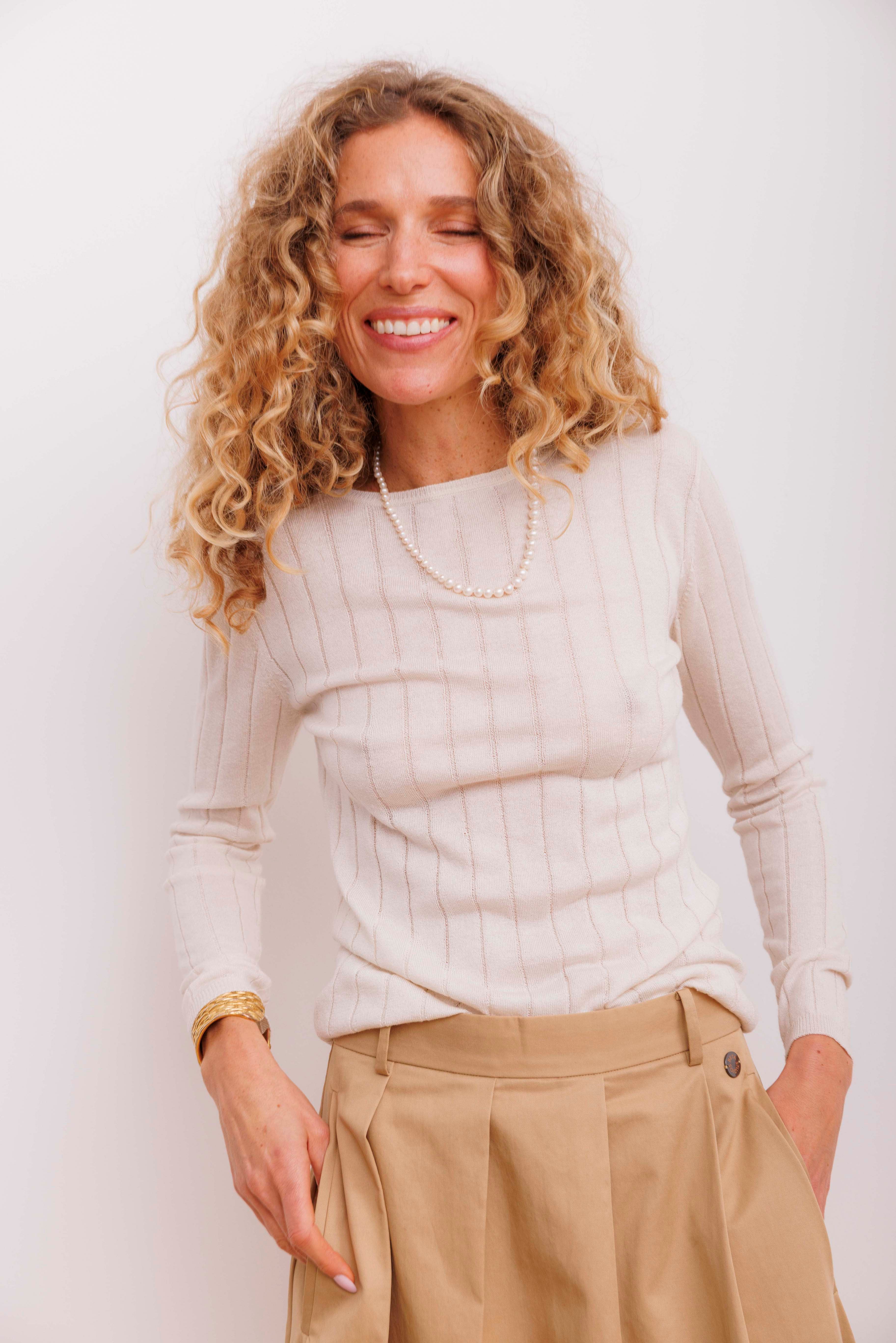 Beta Studios Cala Long Sleeve Tee Cashmere/Silk Silk/CashmereTops Navy