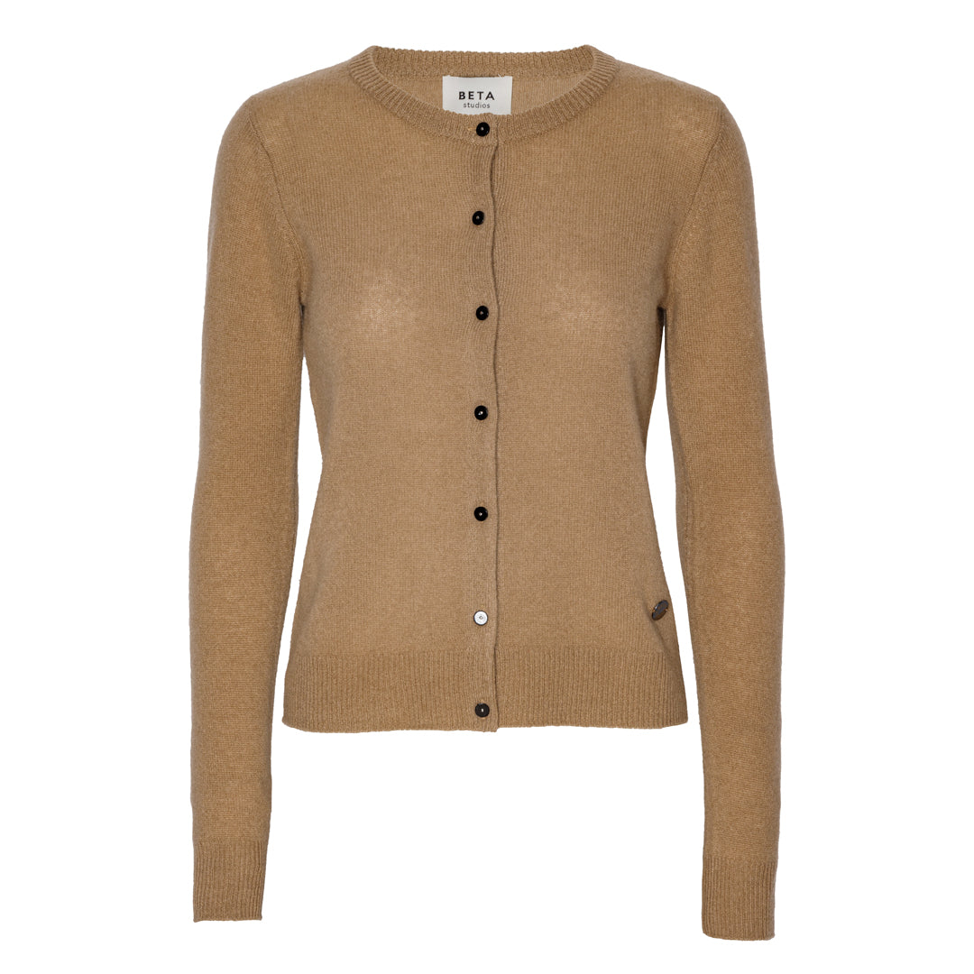 Beta Studios Classic Cardigan Cashmere Cashmere Tops Camel