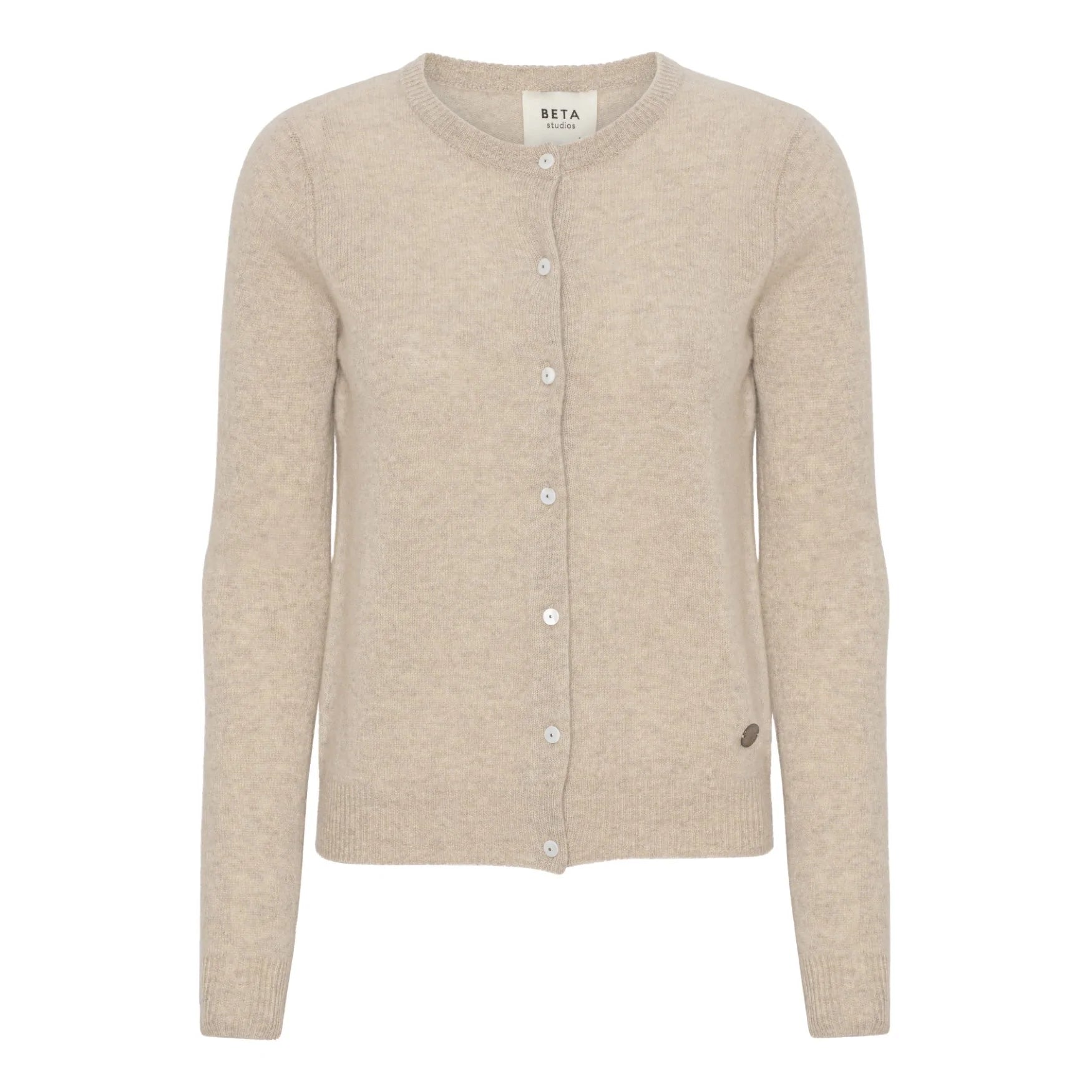 Beta Studios Alice Classic Cardigan Cashmere Tops Sand Melange