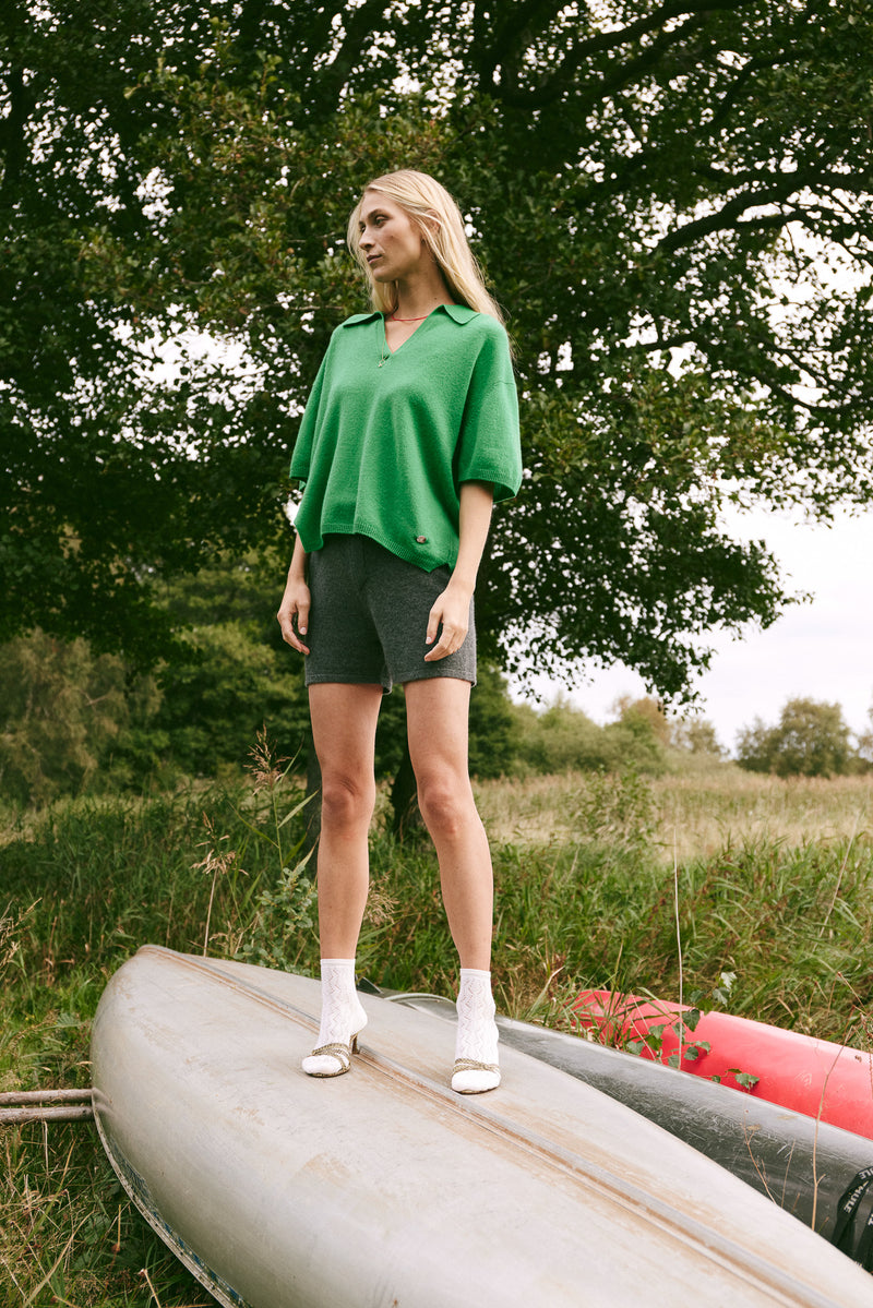 Beta Studios Fie Polo Tee Cashmere Tops Emerald Green