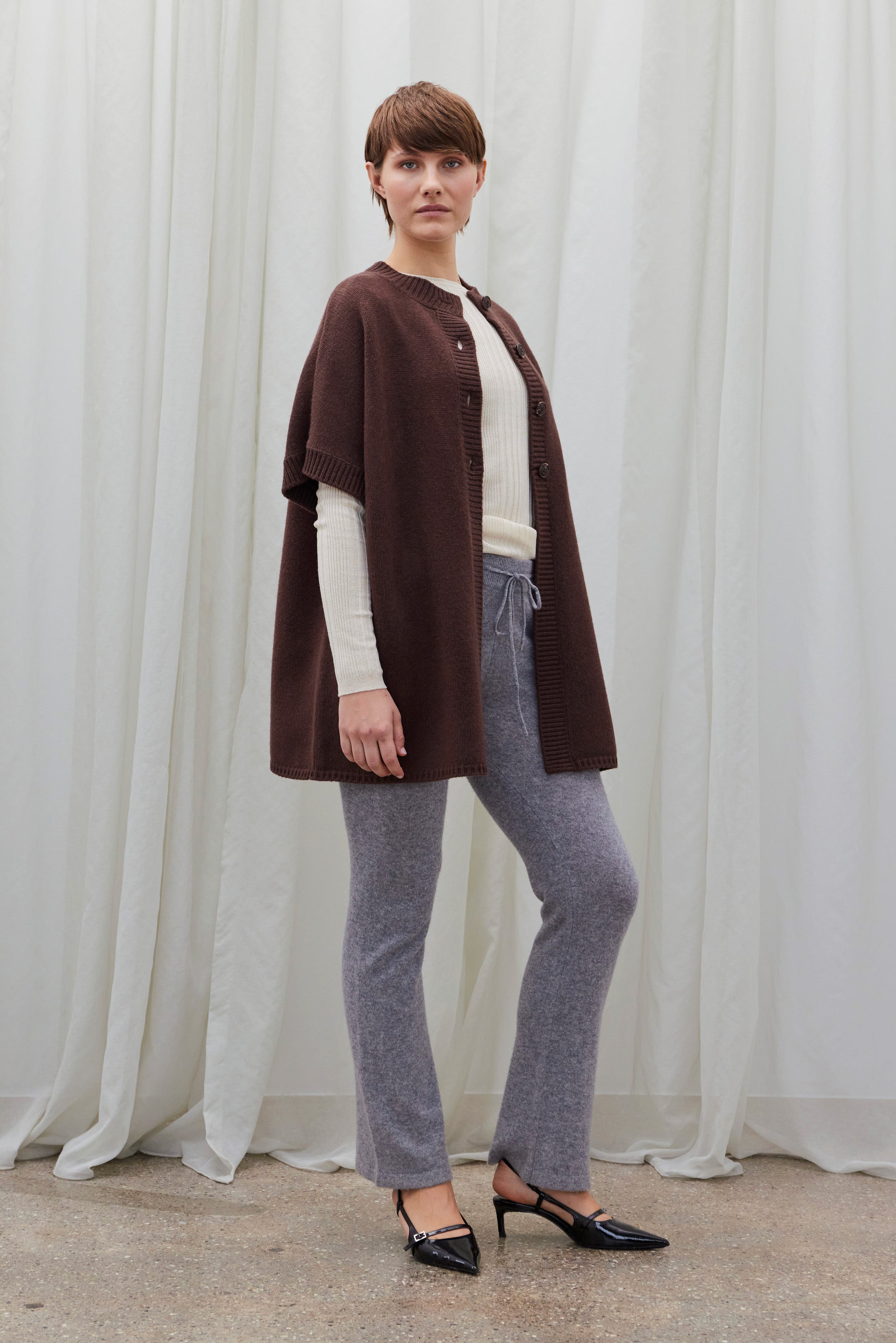 Beta Studios Giselle Cape Knit Dark Brown