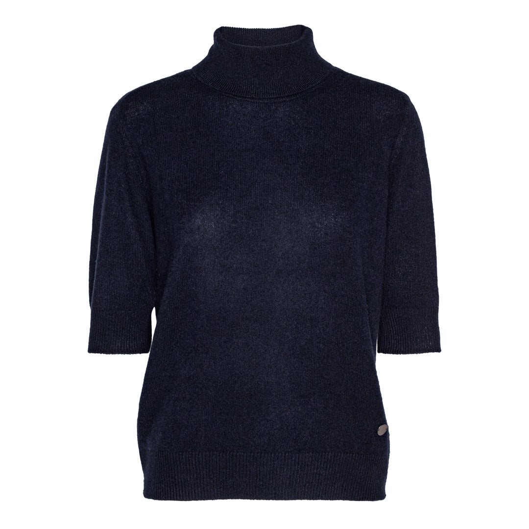 Beta Studios Jamaica Lady Sleeve High Neck Cashmere Tops Navy