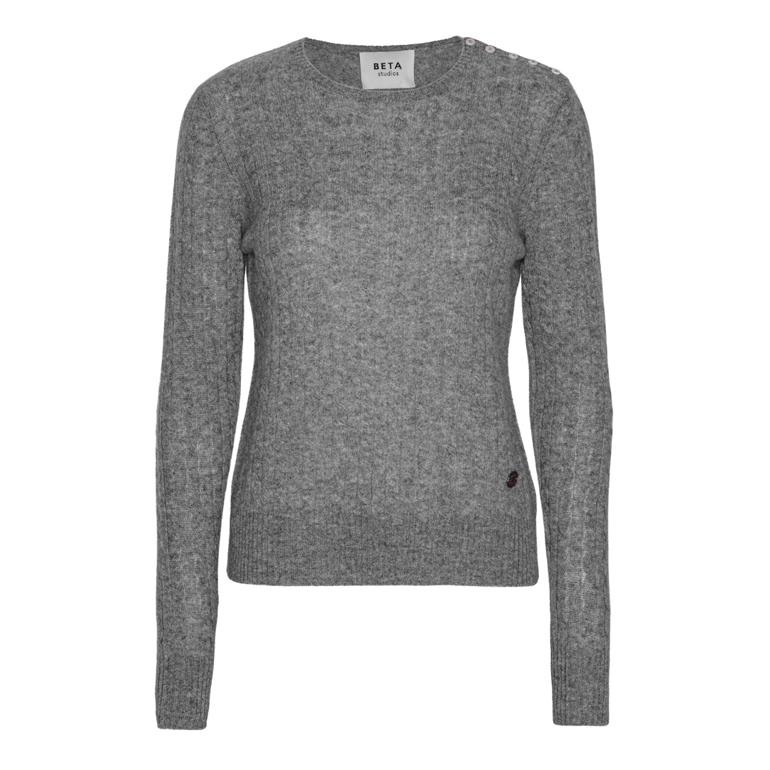 Beta Studios Jamilla Cable Cashmere Tops Grey Melange