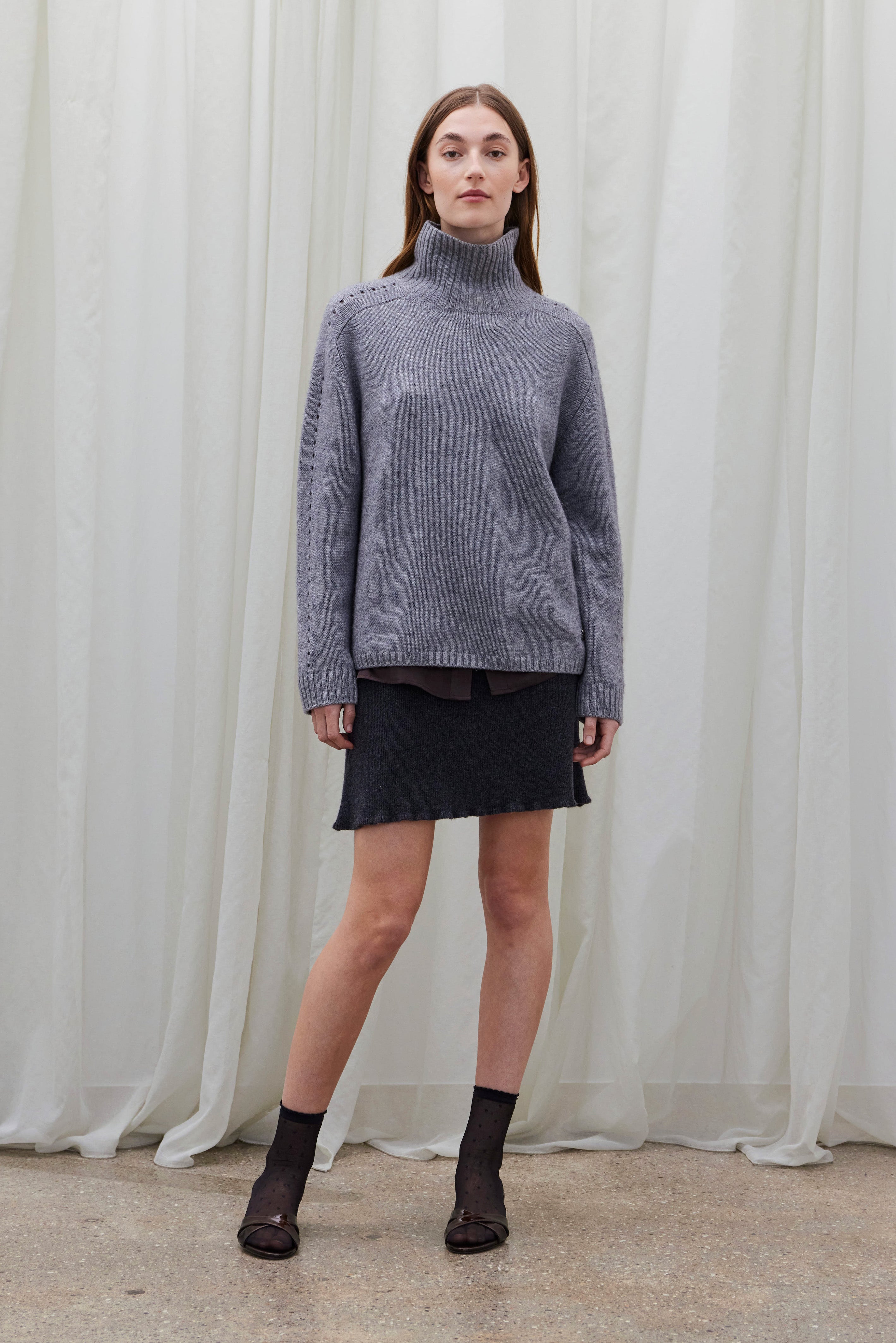 Beta Studios Jenny Turtleneck Uld/Cashmere Tops Grey Melange