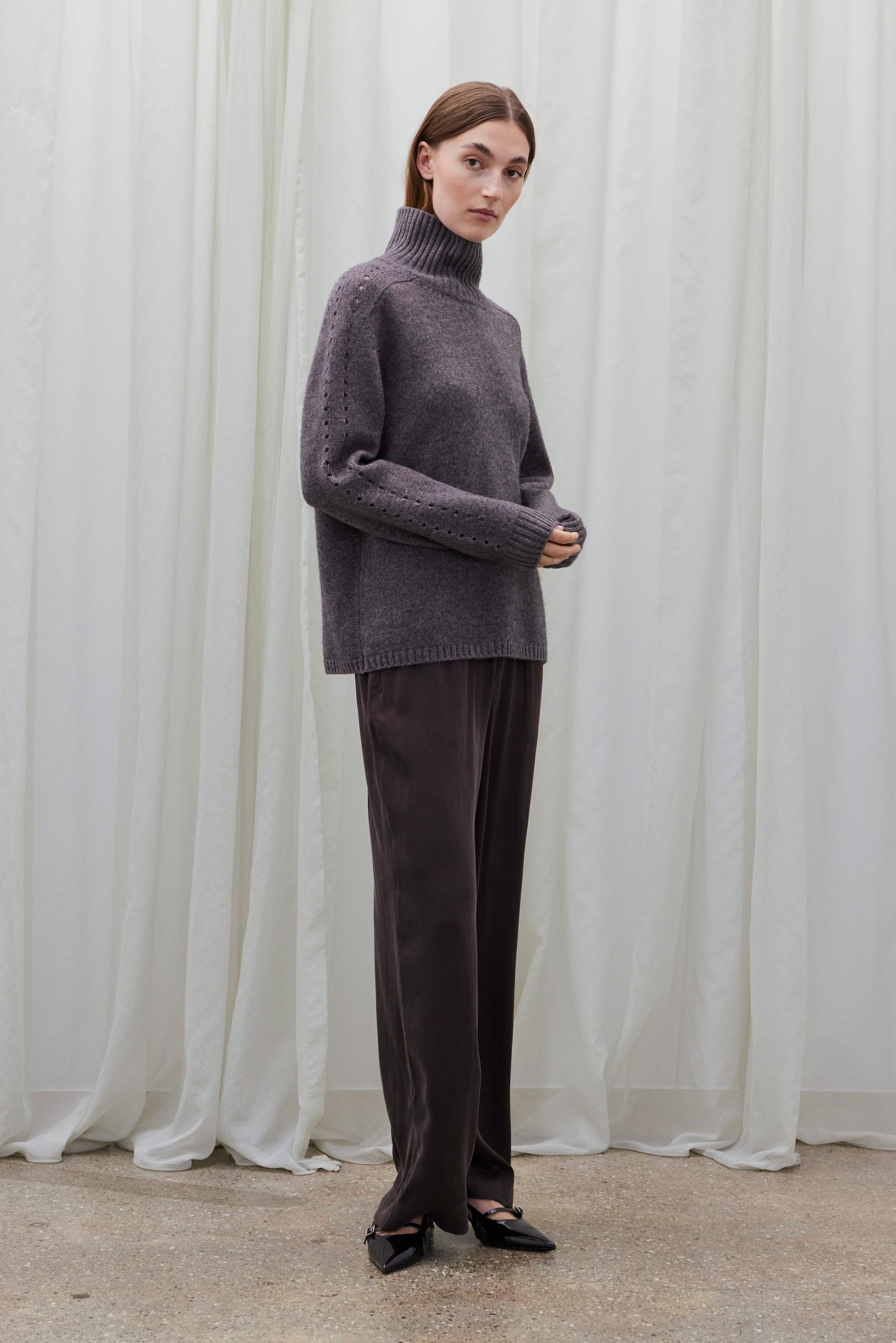Beta Studios Jenny Turtleneck Uld/Cashmere Tops Mole Melange