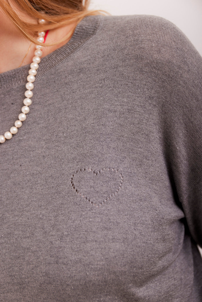 Beta Studios Kamille Heart Long Sleeve Silk/CashmereTops Platin