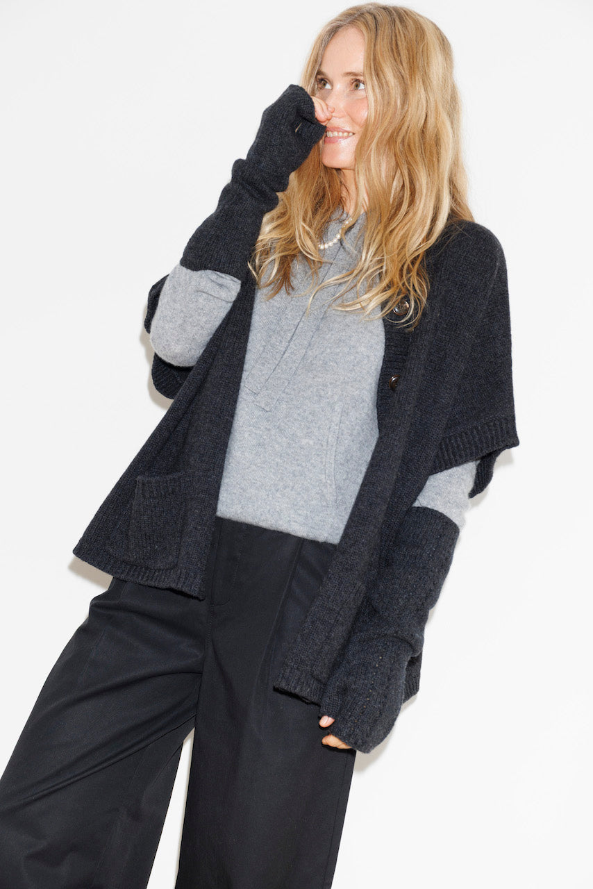 Beta Studios Kristel Short Cape Cardigan Pepper