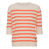 Lady Sleeve Striped Cashmere - Oatmilk/Poppy Orange