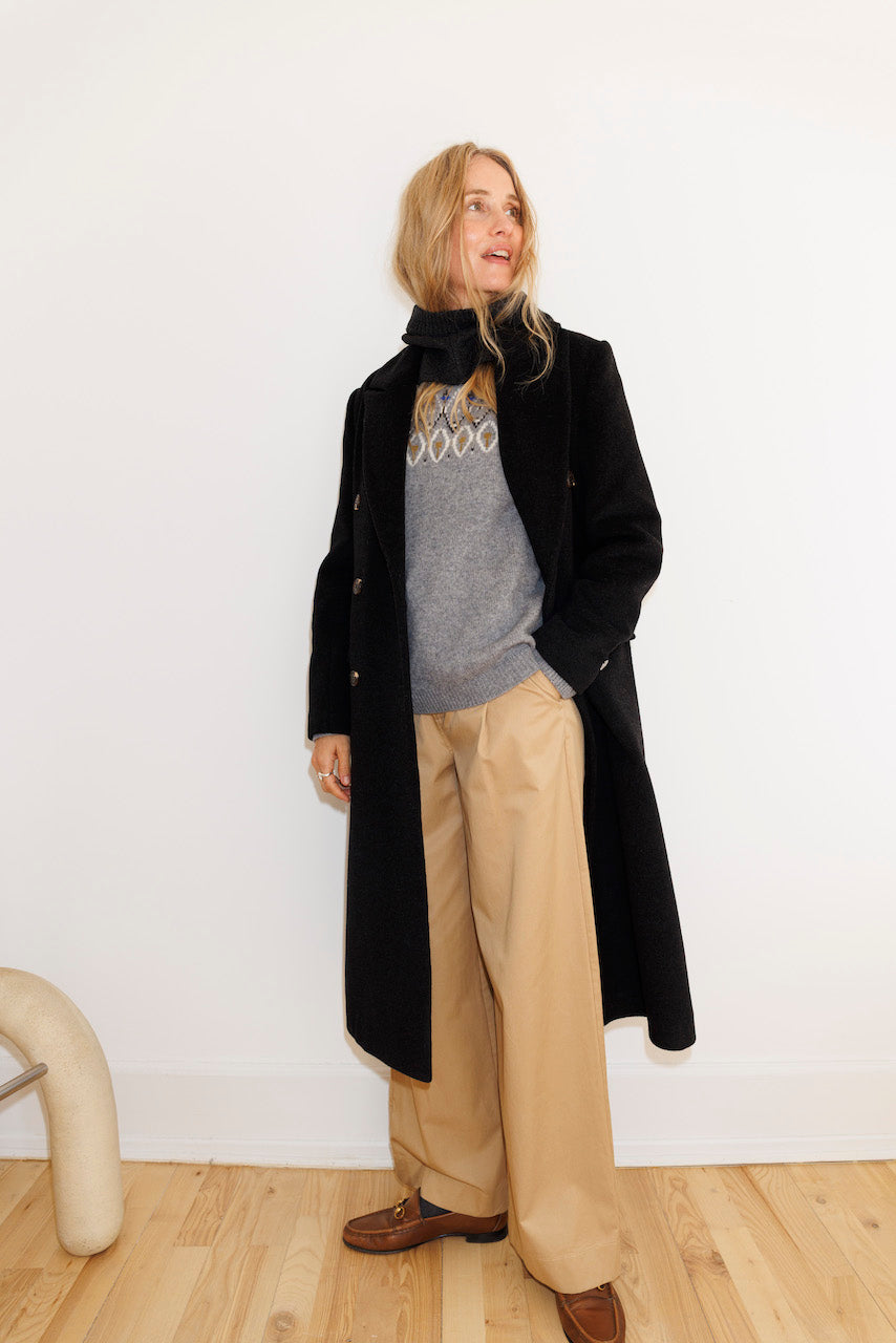Beta Studios Leandra O-Neck Intarsia Uld/Cashmere Tops Grey Melange