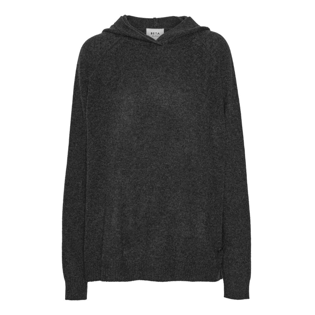 Beta Studios Leonora Wide Hoodie Cashmere Tops Anthracite Grey