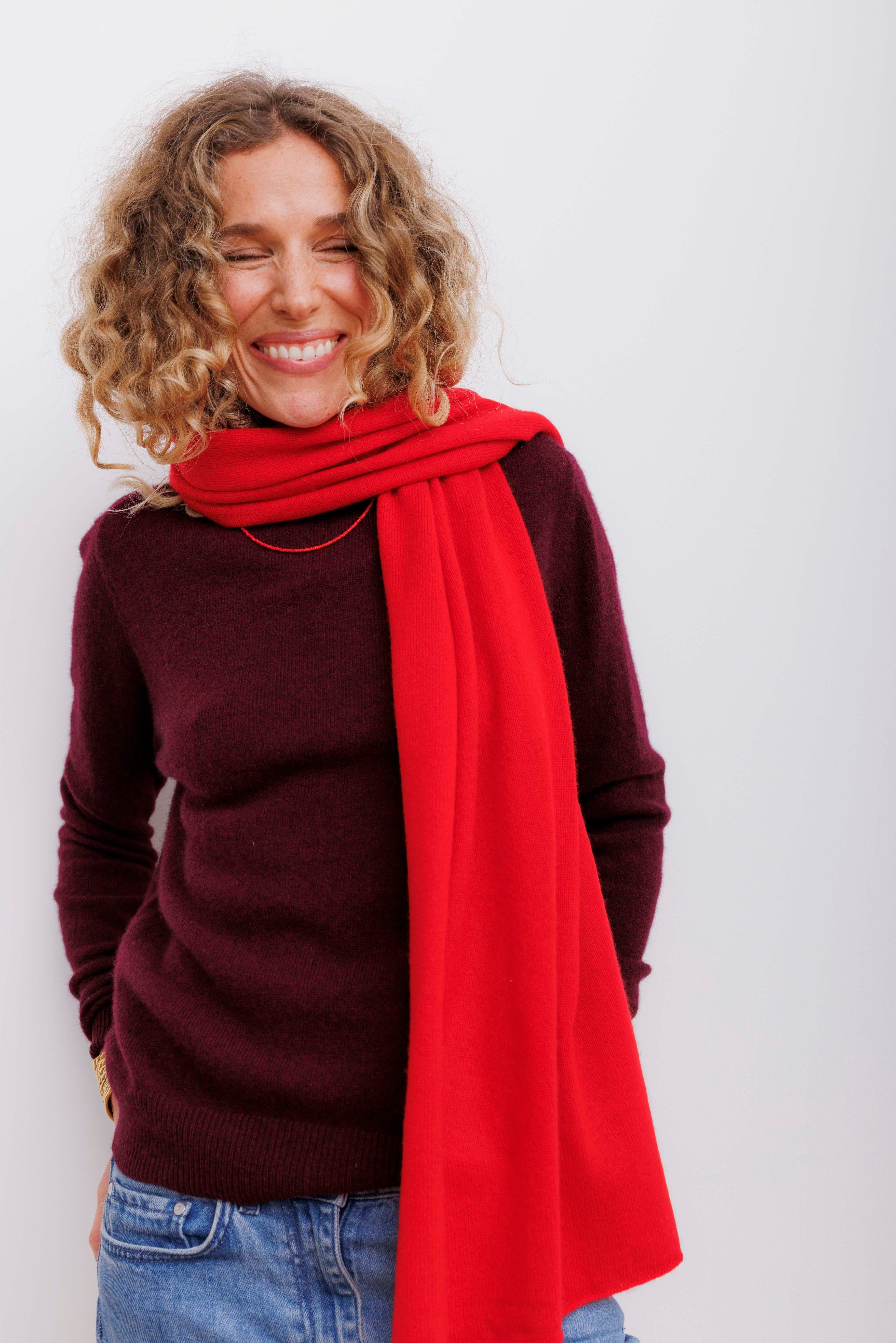 Beta Studios Aja Long Scarf Accessories Cashmere Red