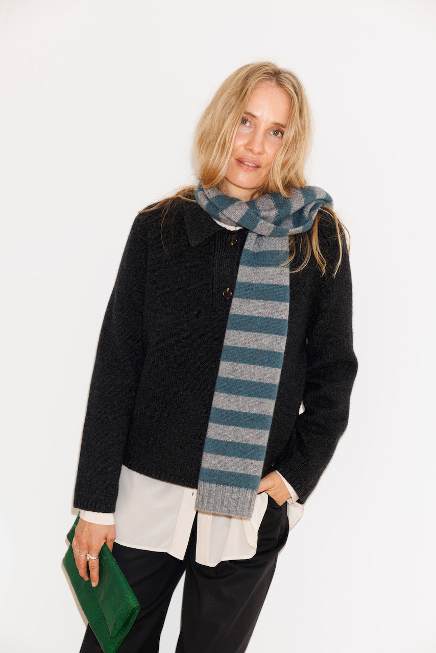 Beta Studios Louisa Polo Uld/Cashmere Tops Anthracite Grey