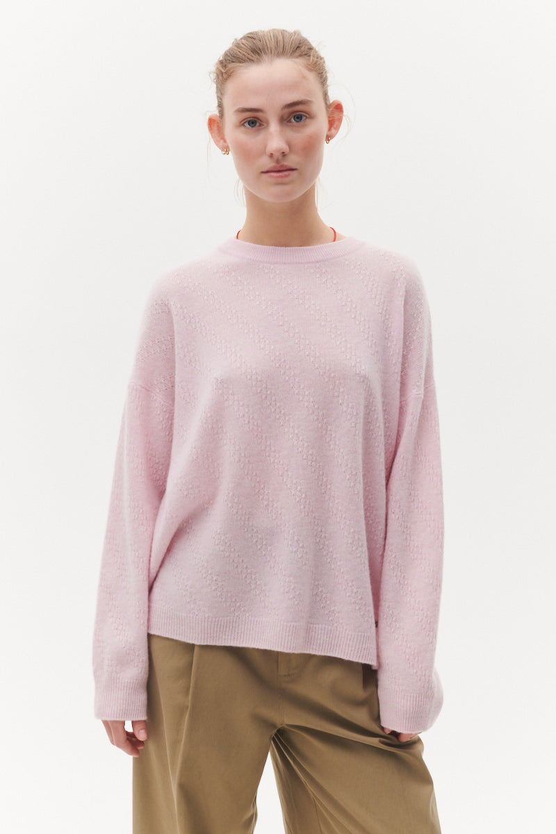 Beta Studios Mabelle Boxy O-Neck Cashmere Tops Parfait Pink
