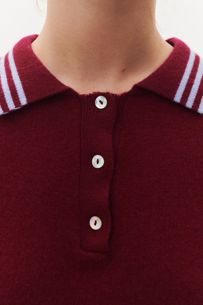 Beta Studios Marie Polo Cashmere Tops Pomegranate