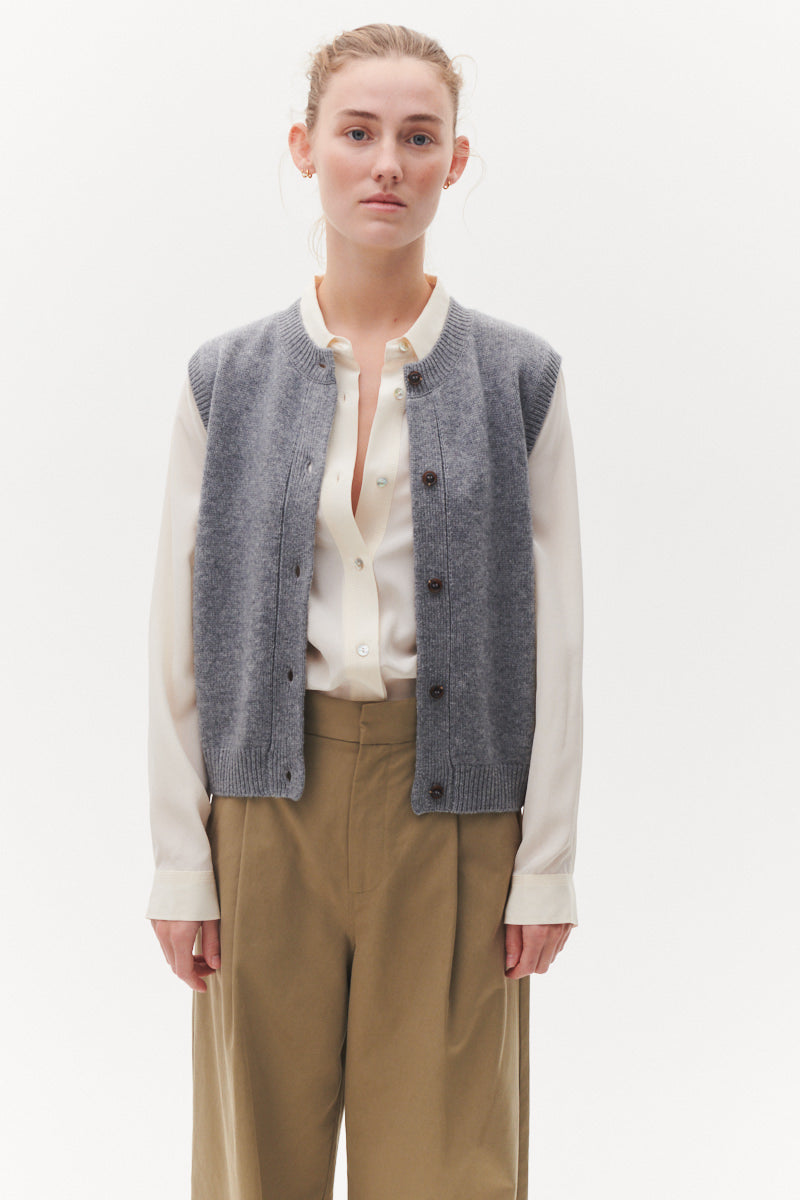 Beta Studios Mercedes Vest Uld/Cashmere Tops Grey Melange