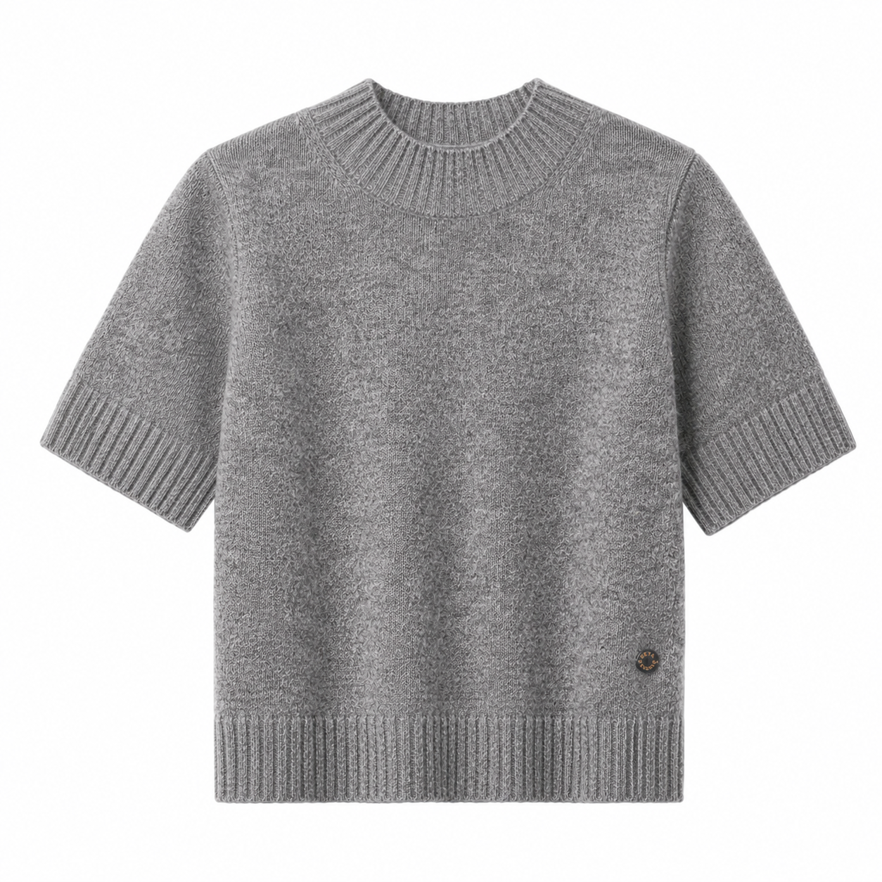 Beta Studios Mie Short Sleeves Cashmere Tops Grey Melange
