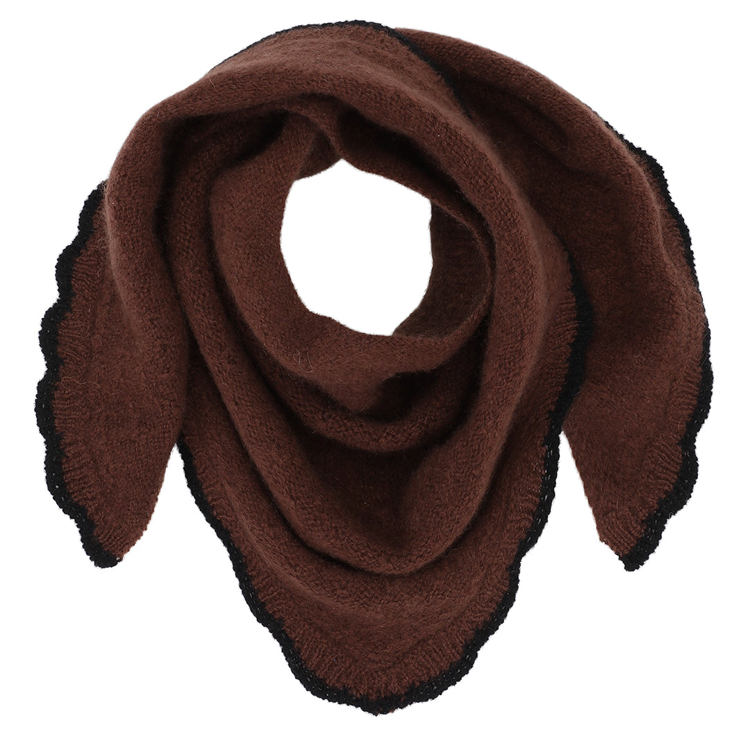 Beta Studios Mini Triangle Scarf w/contrast edge Accessories Cashmere Dark Brown/Black