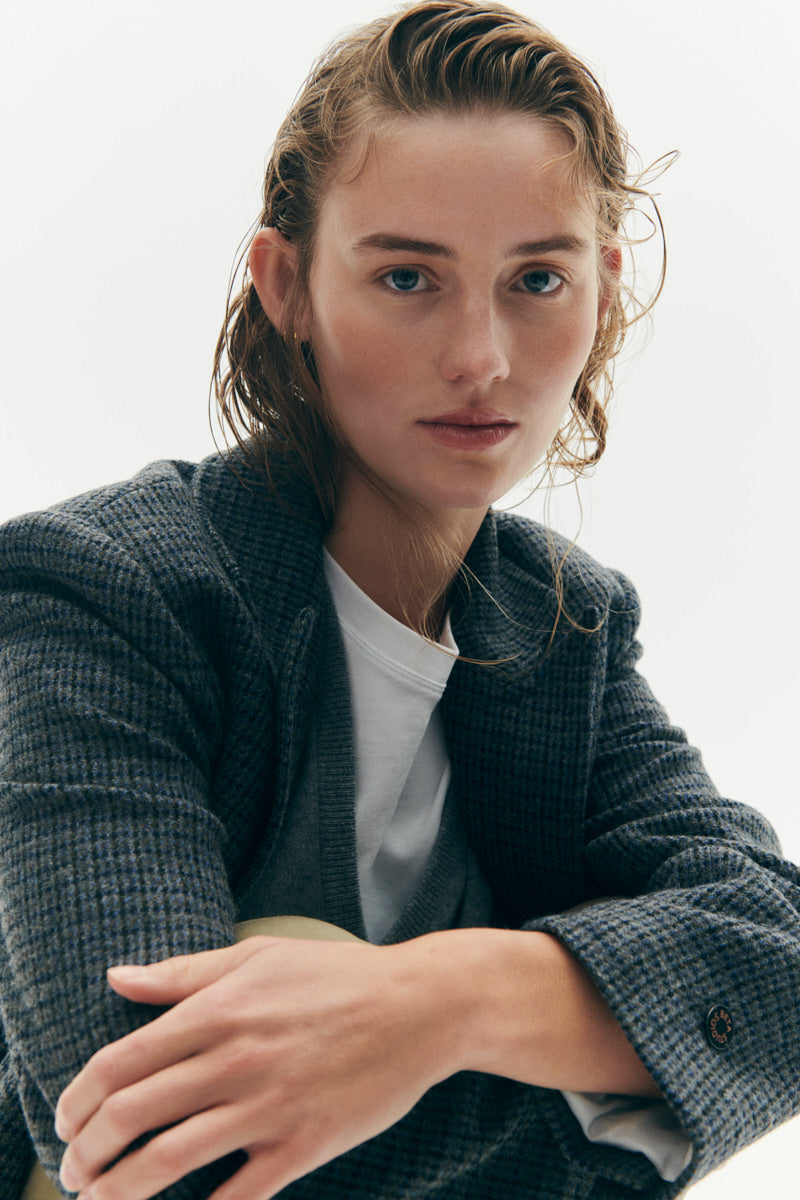 Beta Studios Molly Blazer Jacket Grey Checks