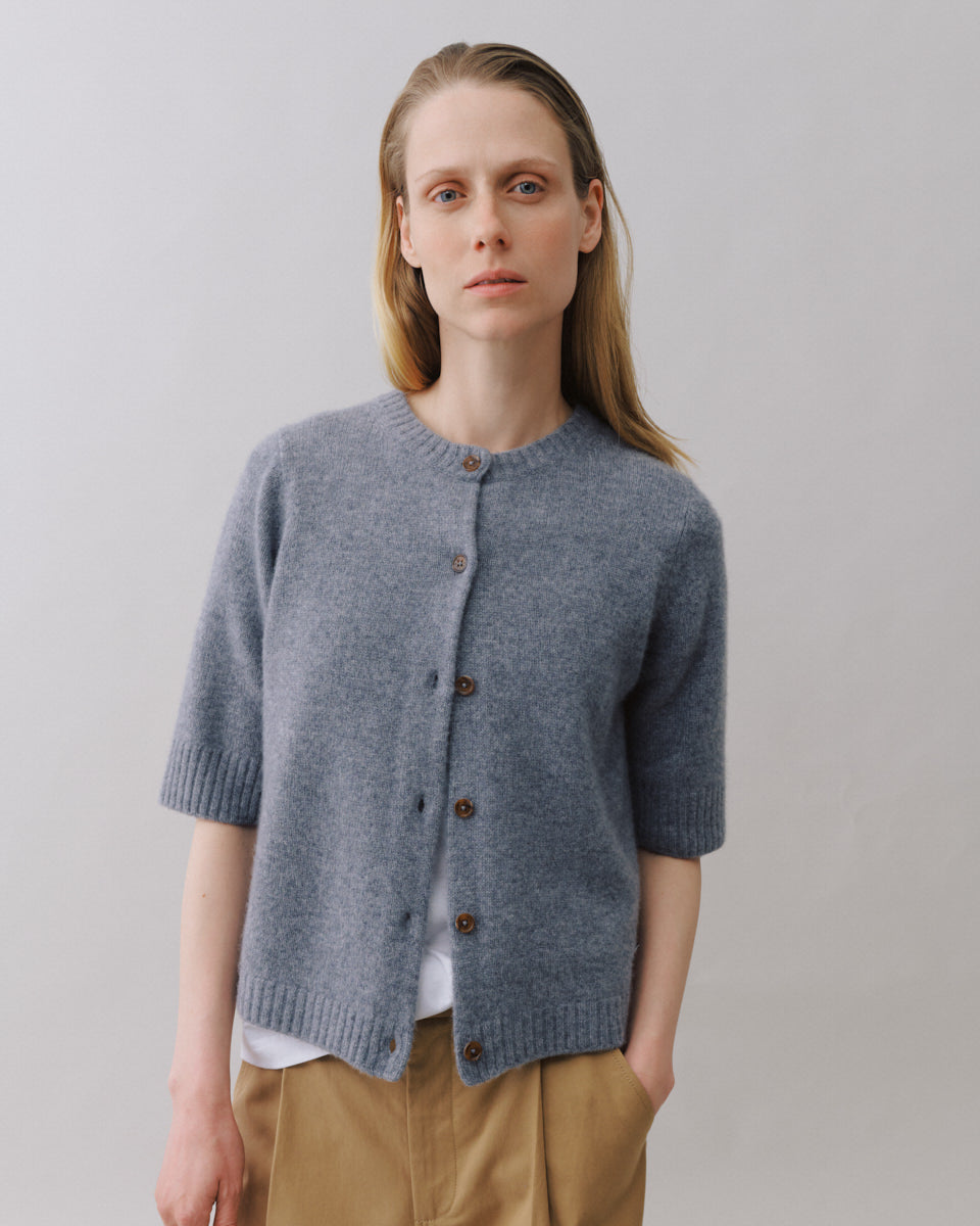 Beta Studios Naline Short Sleeve Cardigan Cashmere Cardigan Grey Melange