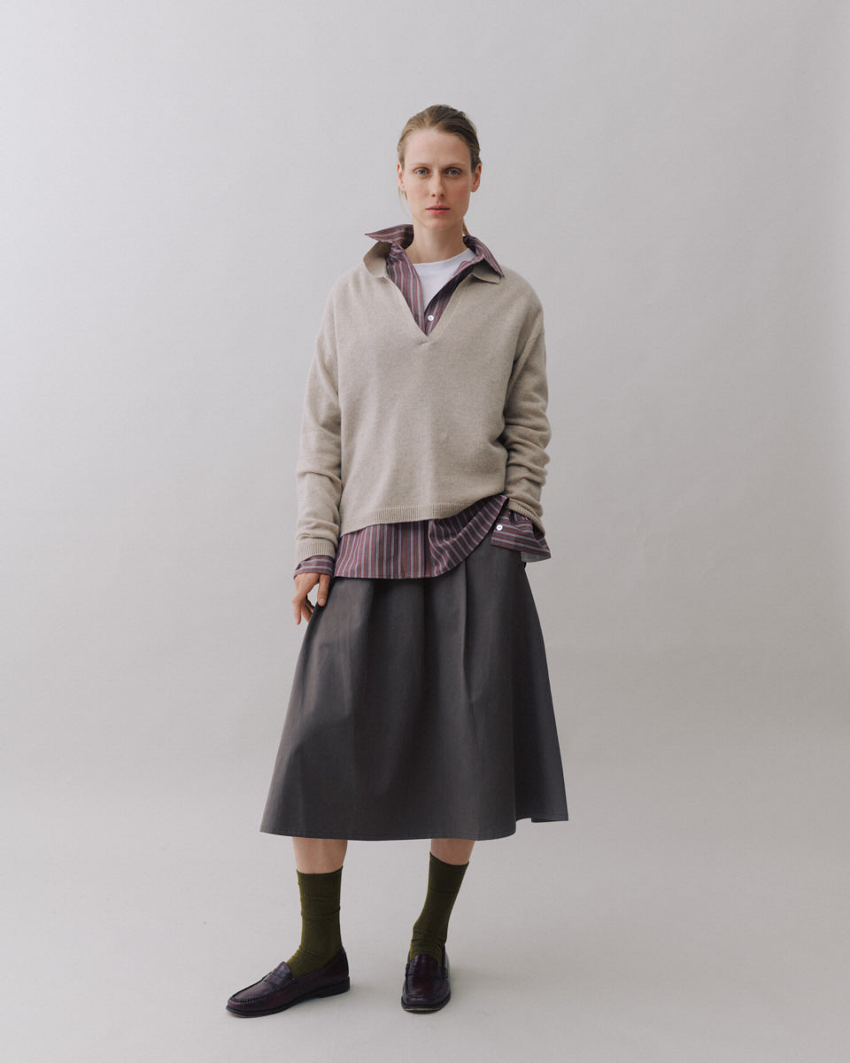 Beta Studios Naya Polo Cashmere Tops Sand Melange