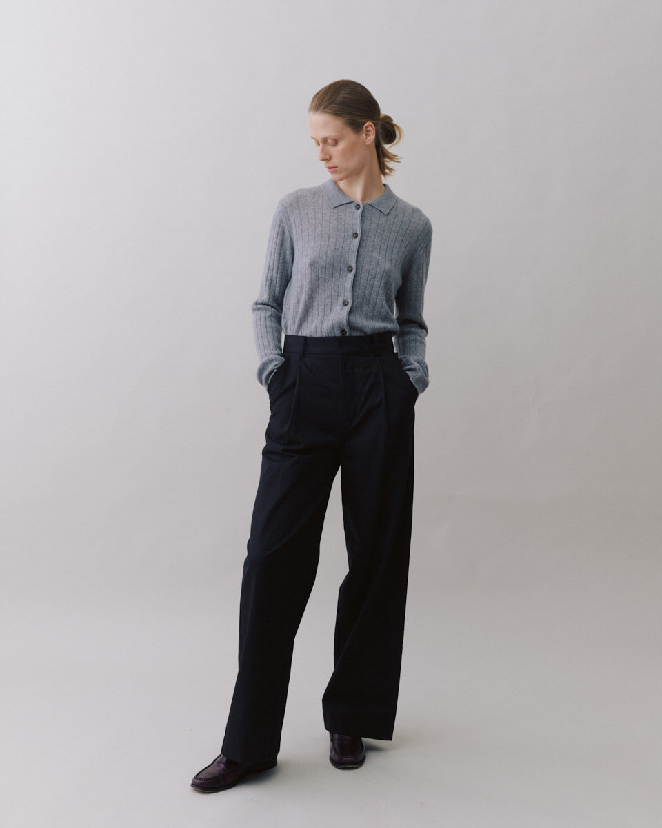 Beta Studios Nete Polo Cardigan Cashmere Cardigan Grey Melange