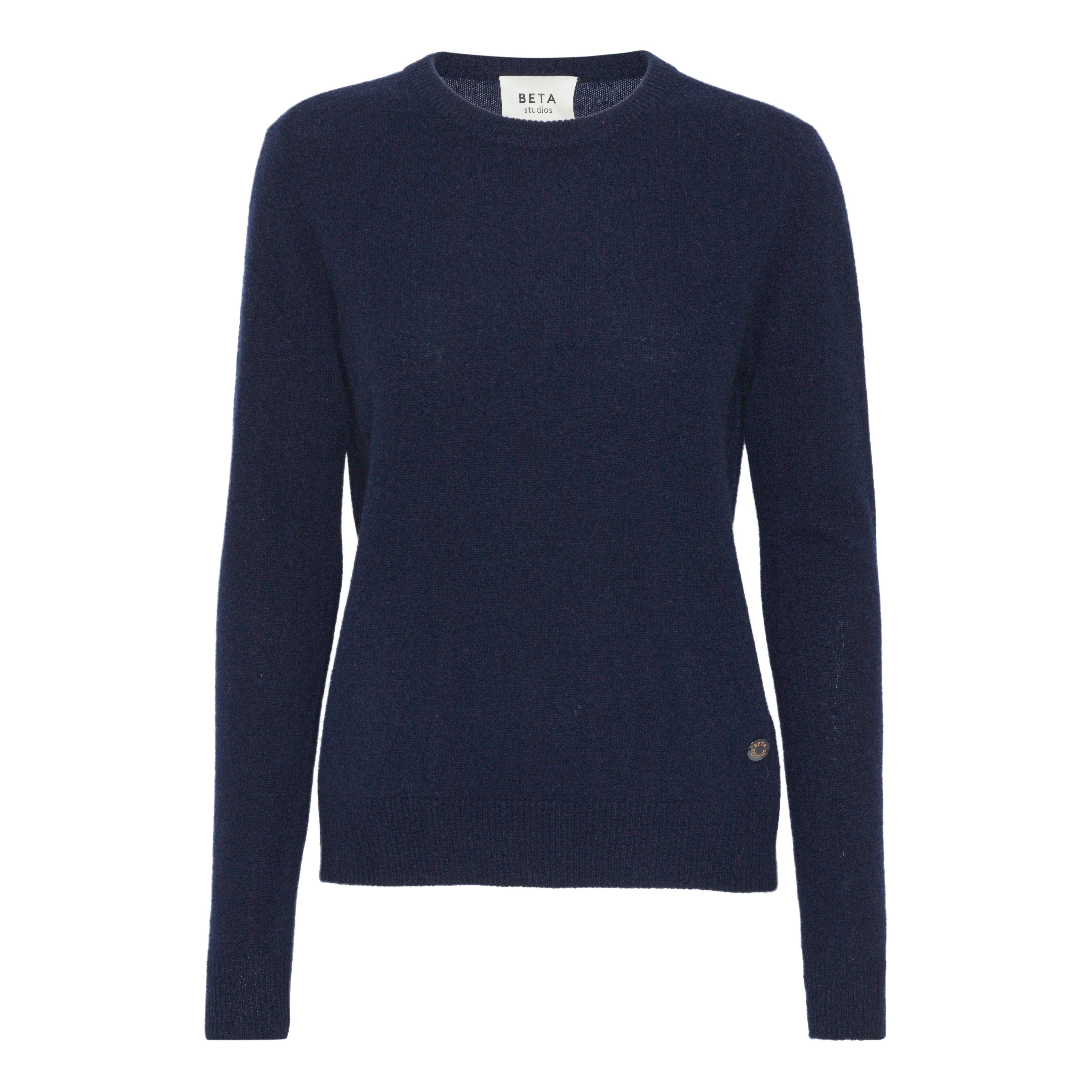 Beta Studios Abbie O-neck Basic Cashmere Tops Navy