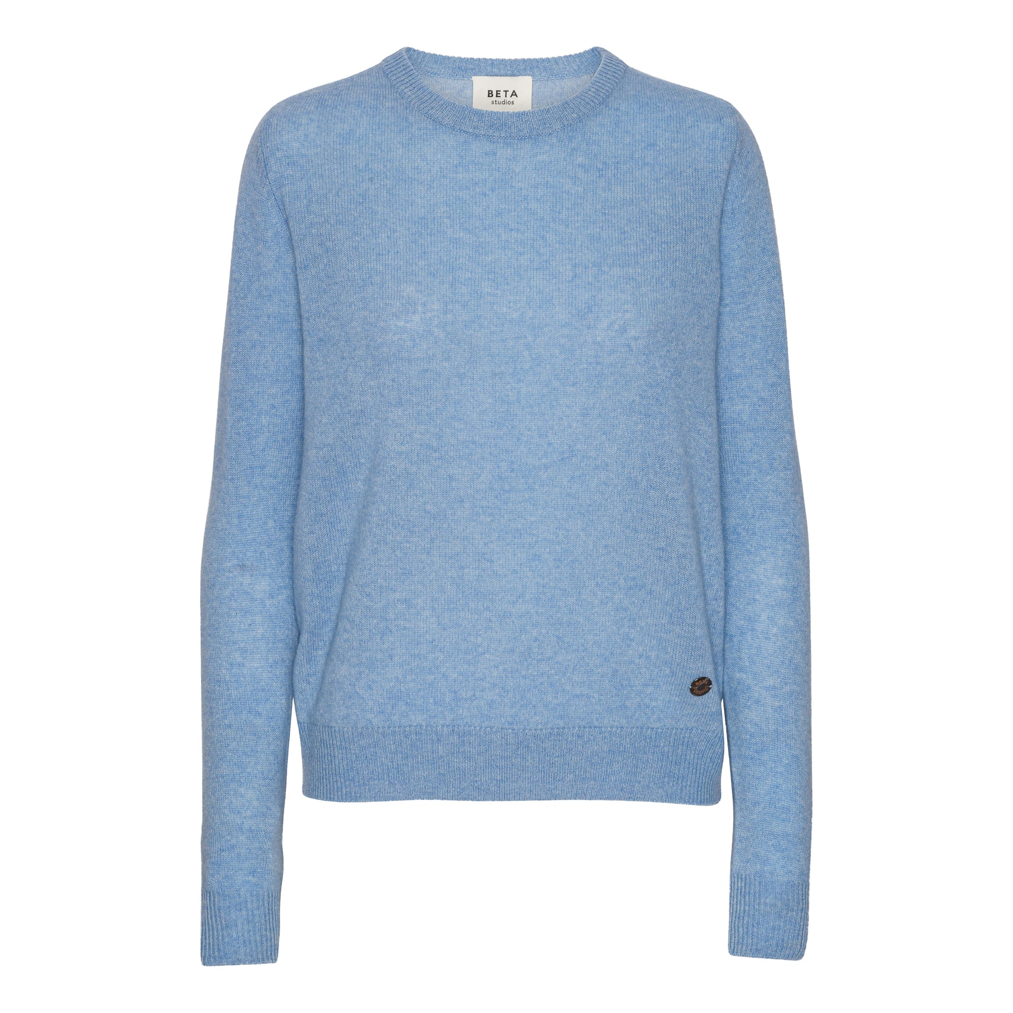 Beta Studios O-Neck Basic Cashmere Cashmere Tops Powder Blue