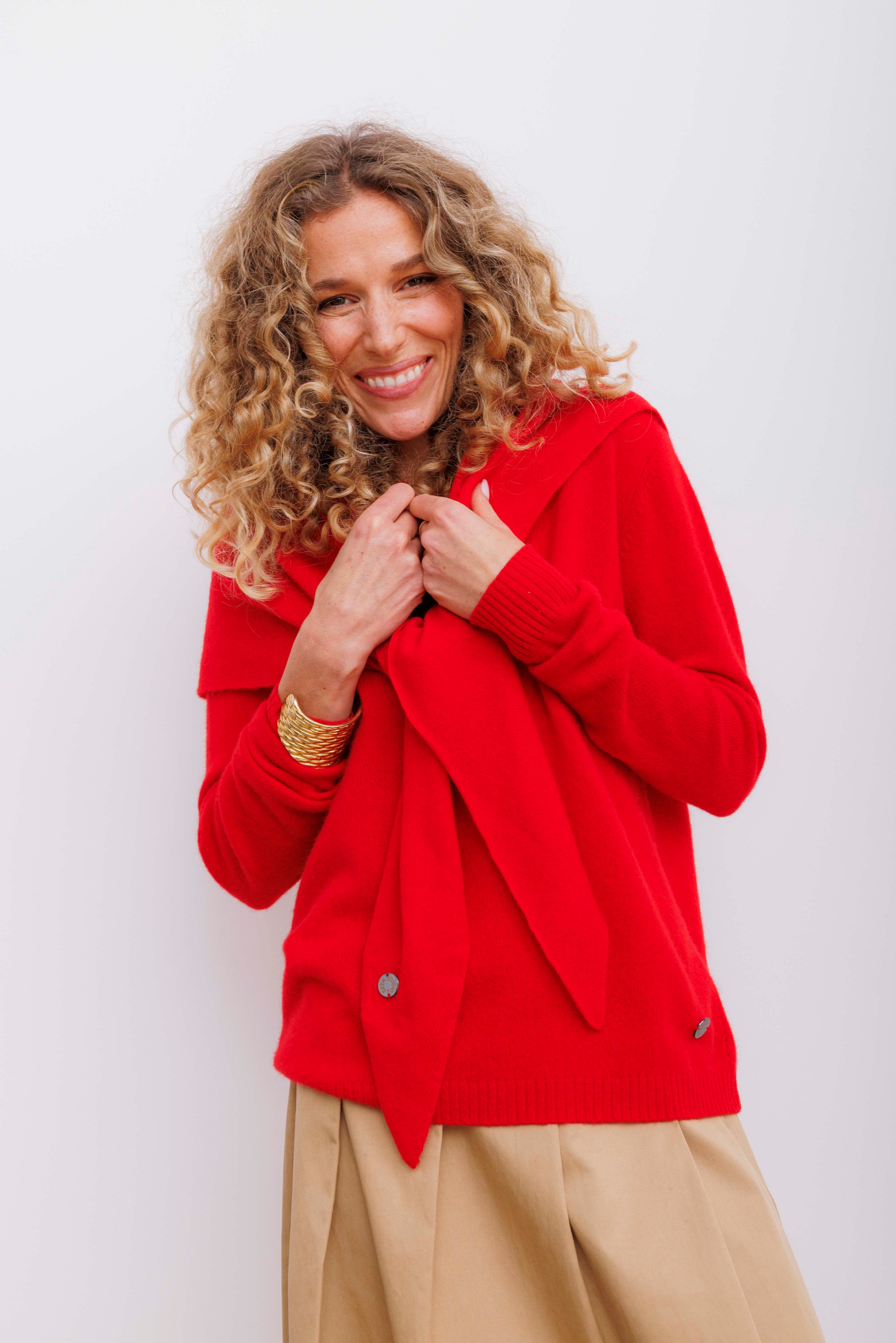 Beta Studios Andrea Triangle Scarf Accessories Cashmere Red