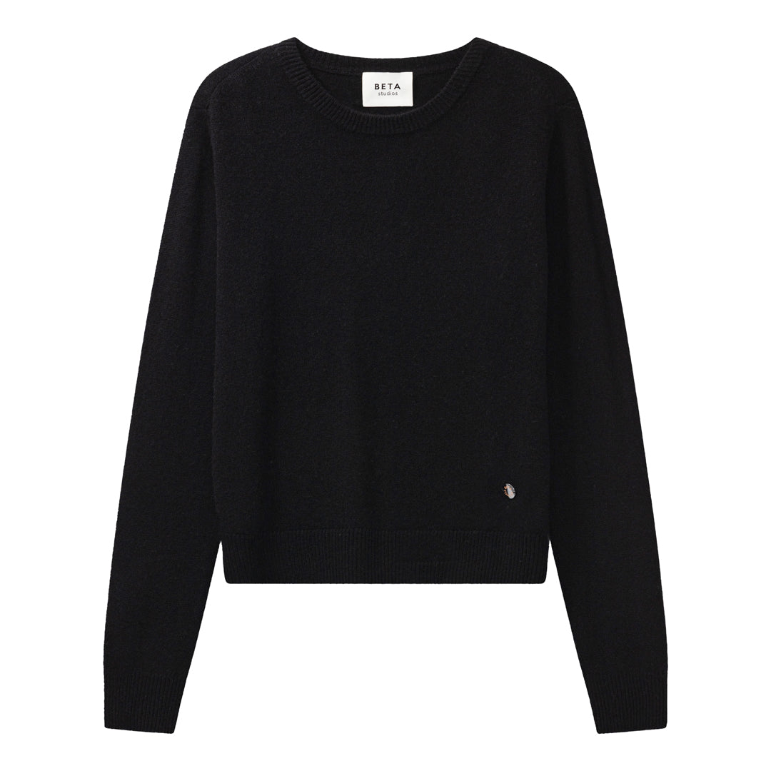 Beta Studios Abbie O-neck Basic Cashmere Tops Black