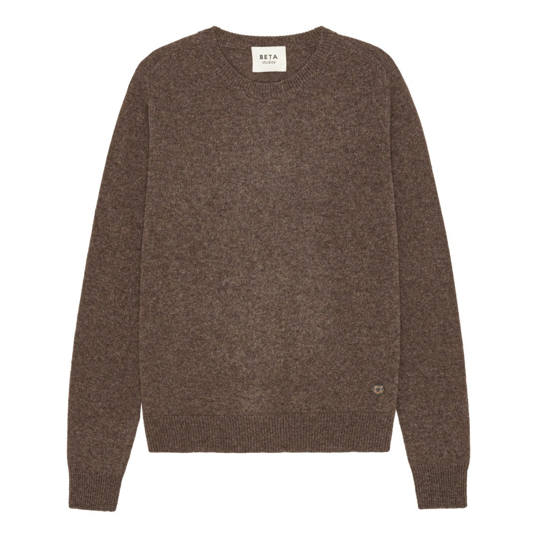 Beta Studios Abbie O-neck Basic Cashmere Tops Walnut