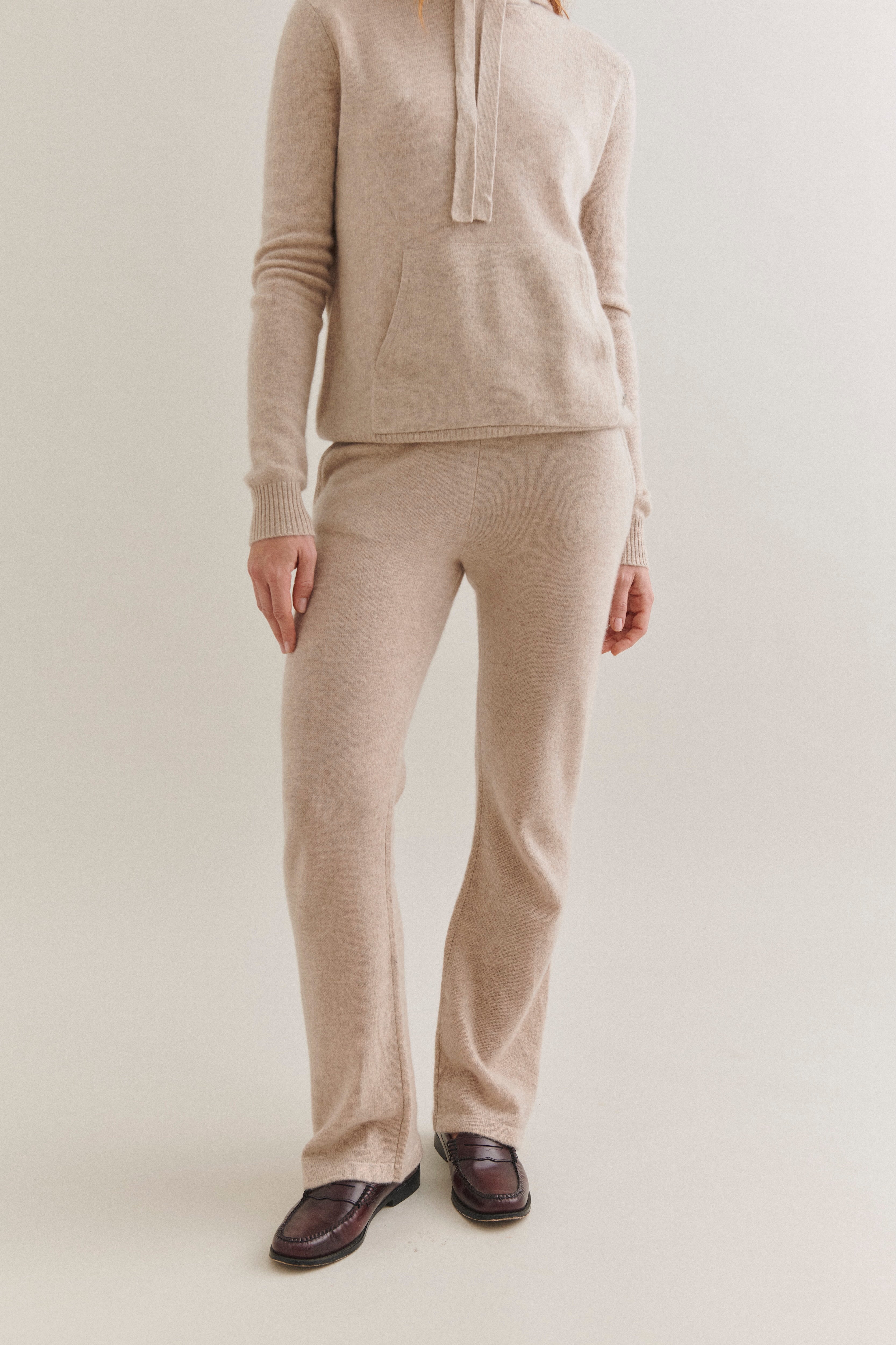 Beta Studios Alba Straight Pants Cashmere Pants Sand Melange