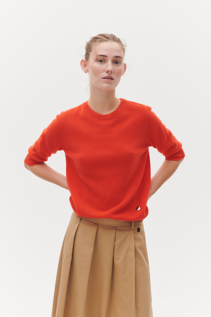 Beta Studios Anna Lady Sleeve Cashmere Tops Fresh Zest Orange