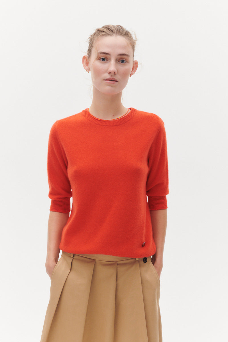 Beta Studios Anna Lady Sleeve Cashmere Tops Fresh Zest Orange