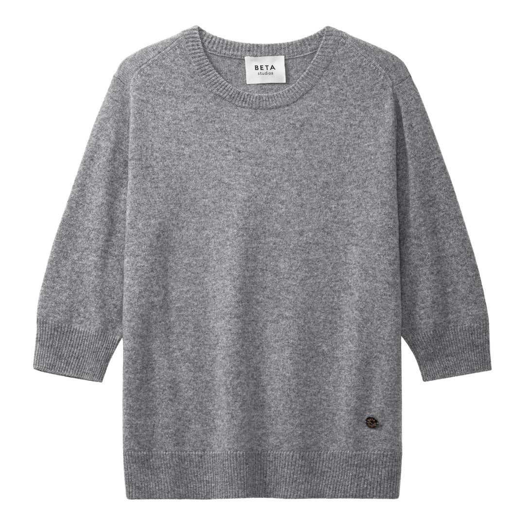 Beta Studios Anna Lady Sleeve Cashmere Tops Grey Melange