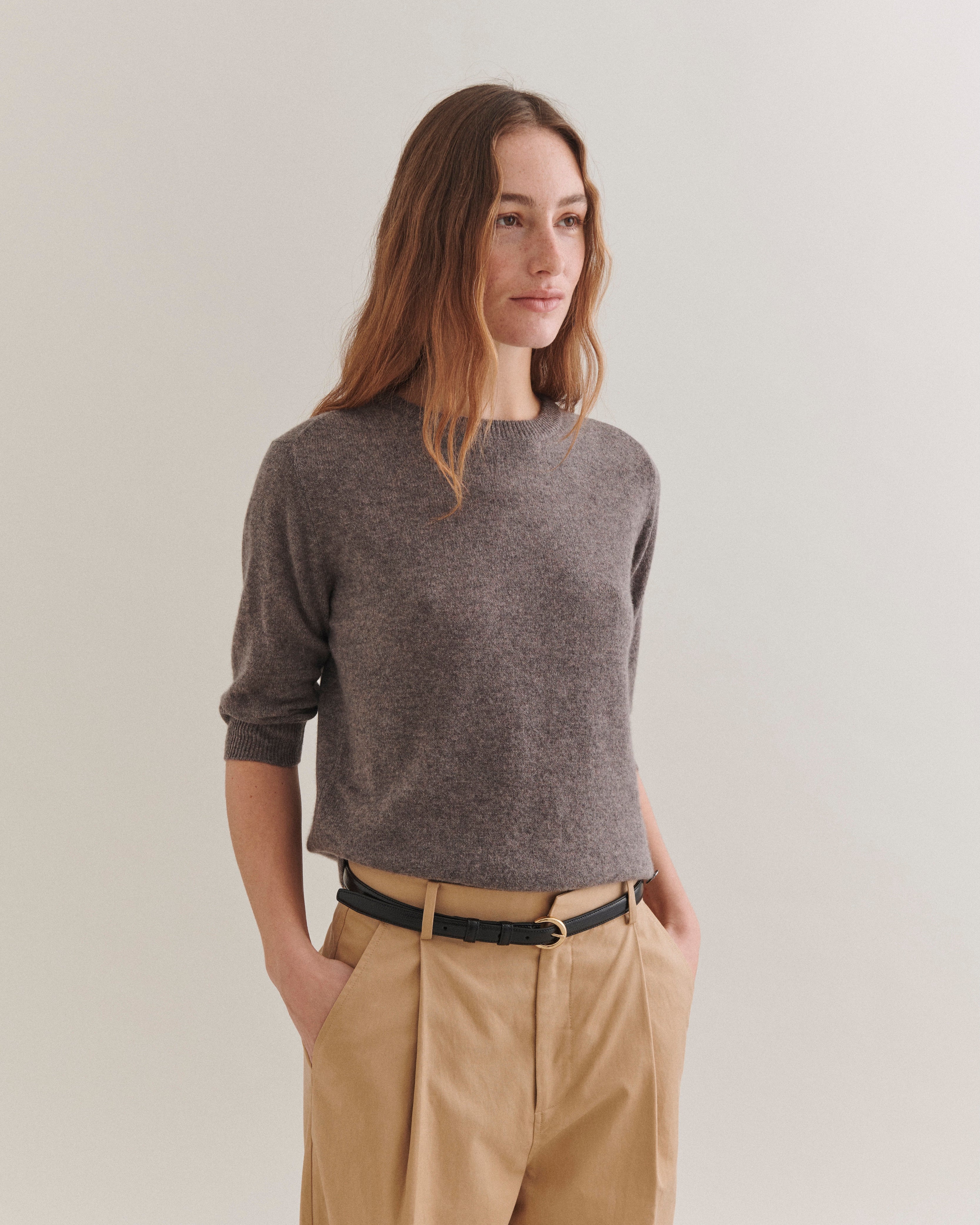 Beta Studios Anna Lady Sleeve Cashmere Tops Mole
