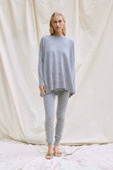 Beta Studios Berta Oversize O-neck top Cashmere Tops Grey Melange