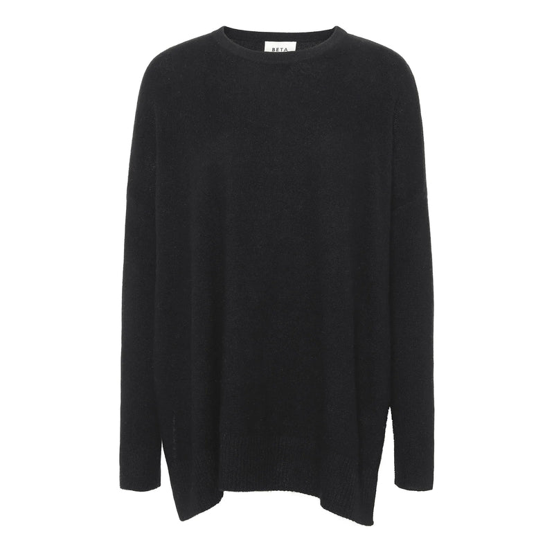 Beta Studios Berta Oversize O-neck top Cashmere Tops Black