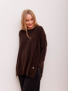 Berta Oversize O-neck top - Coffee Brown