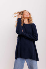 Beta Studios Berta Oversize O-neck top Cashmere Tops Navy